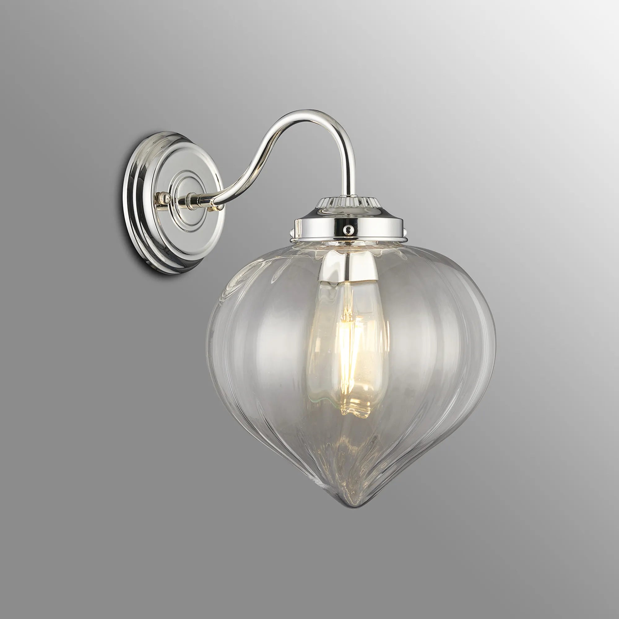 Grove Wall Light with Flower Bud Shade - Polished Nickel & Clear