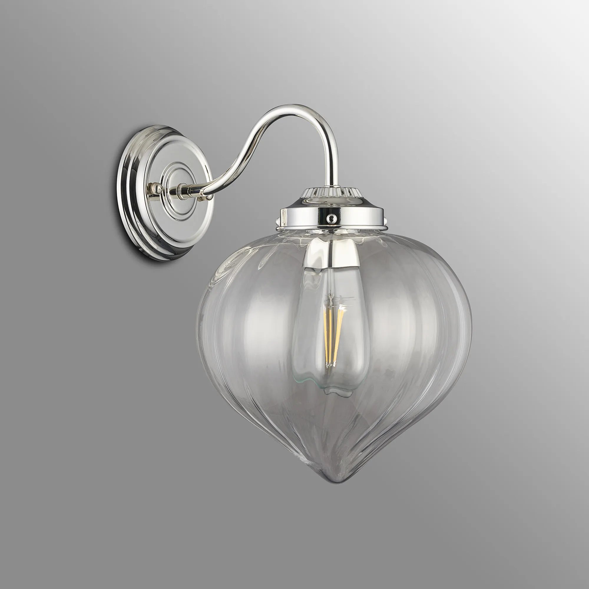 Grove Wall Light with Flower Bud Shade - Polished Nickel & Clear