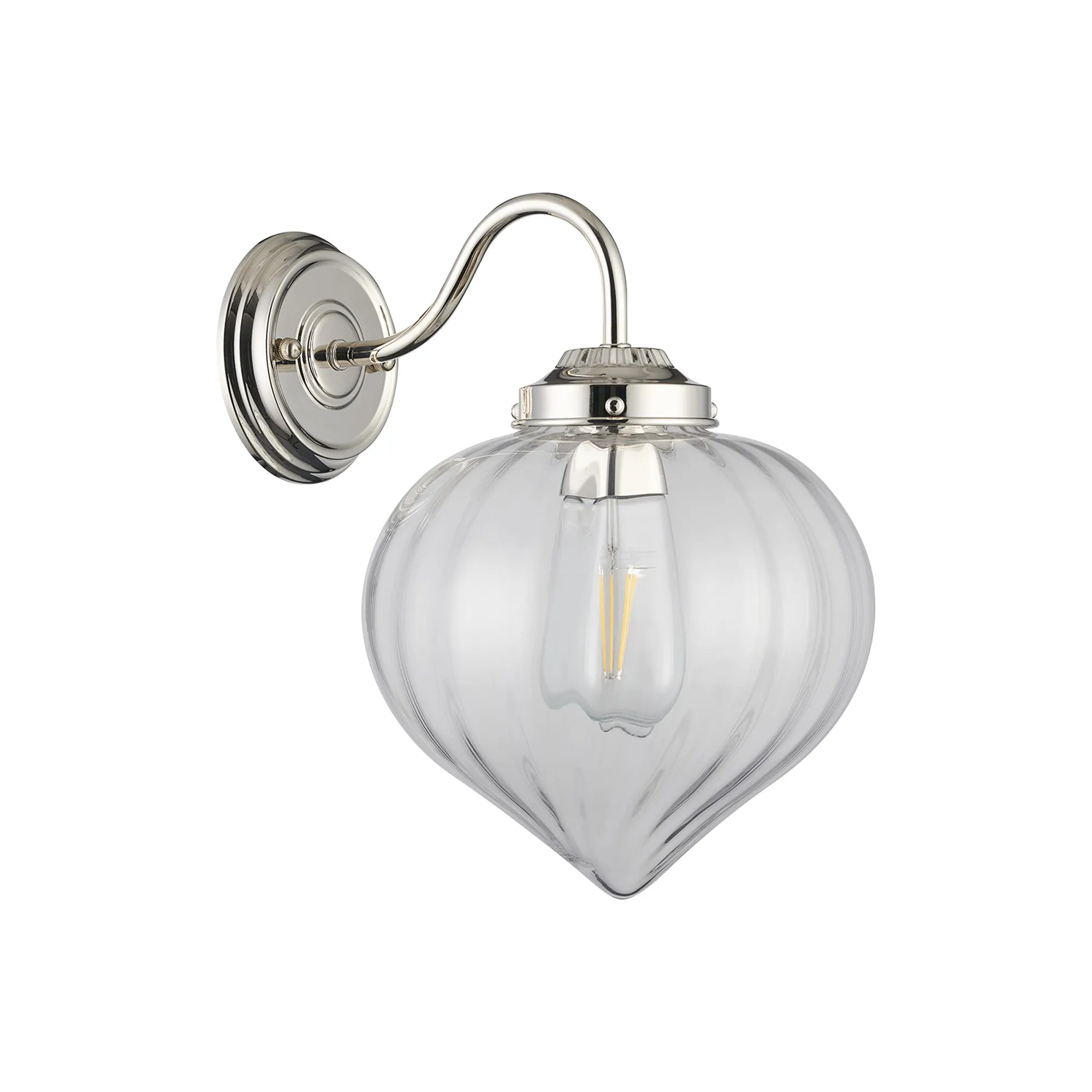 Grove Wall Light with Flower Bud Shade - Polished Nickel & Clear