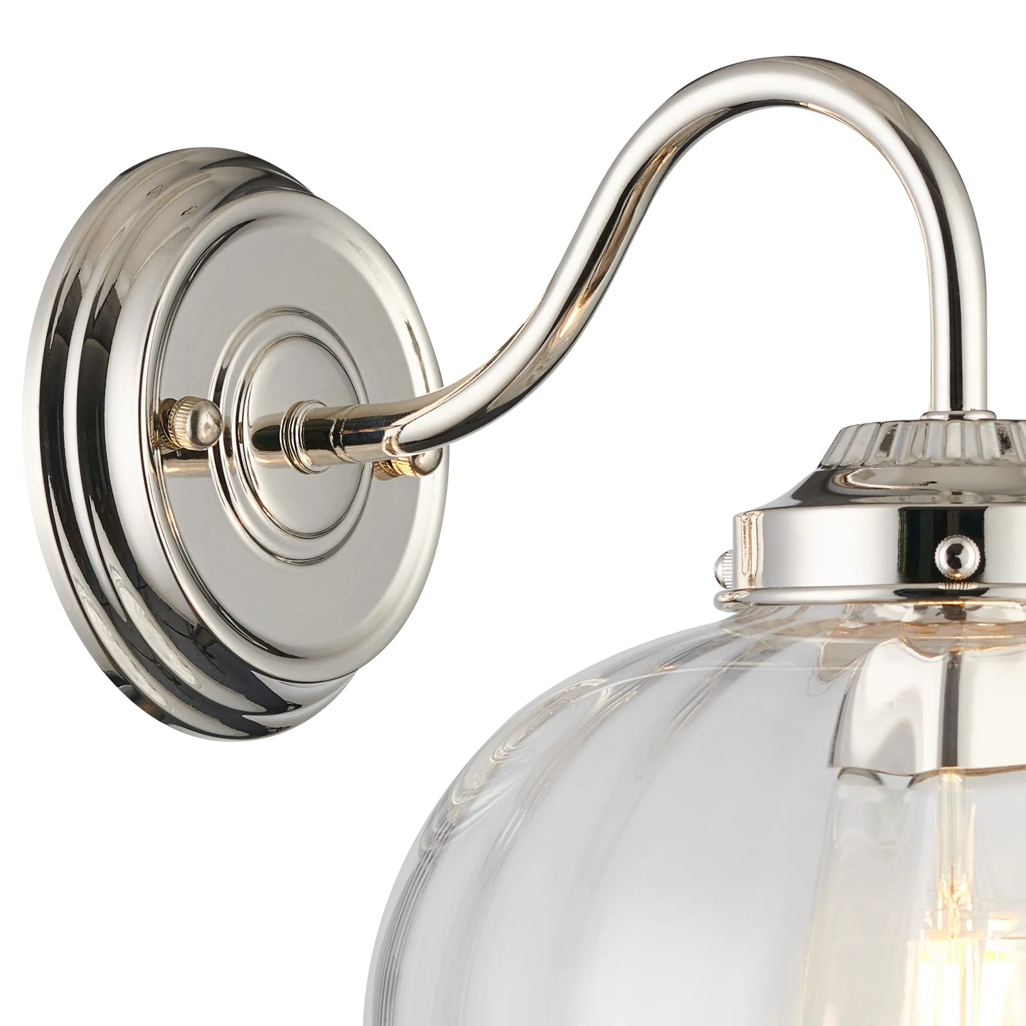 Grove Wall Light with Flower Bud Shade - Polished Nickel & Clear