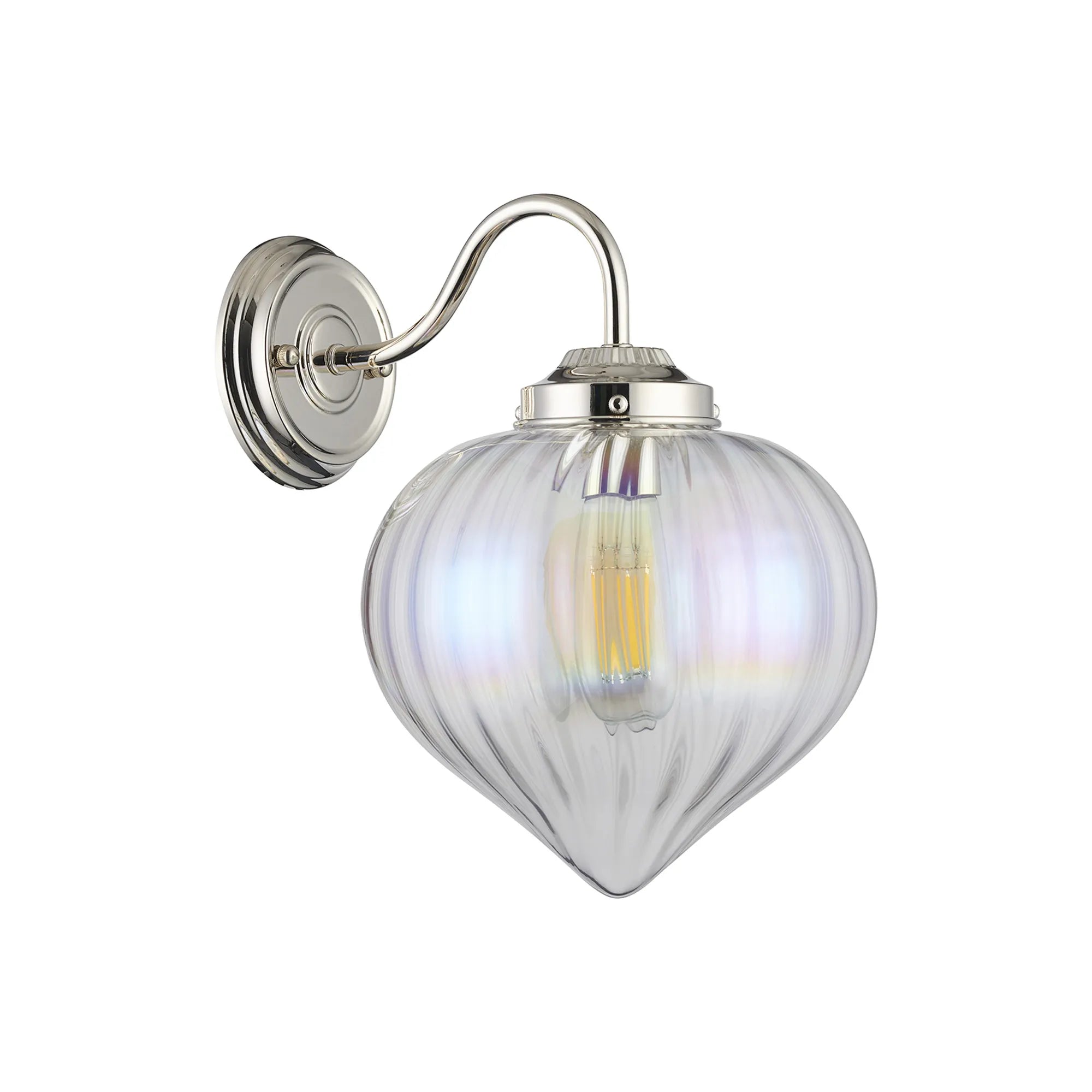 Grove Wall Light with Flower Bud Shade - Polished Nickel & Iridescent Faded