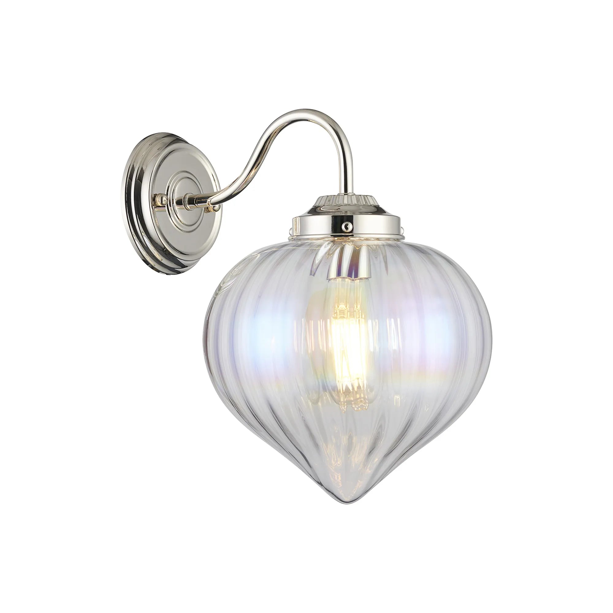 Grove Wall Light with Flower Bud Shade - Polished Nickel & Iridescent Faded