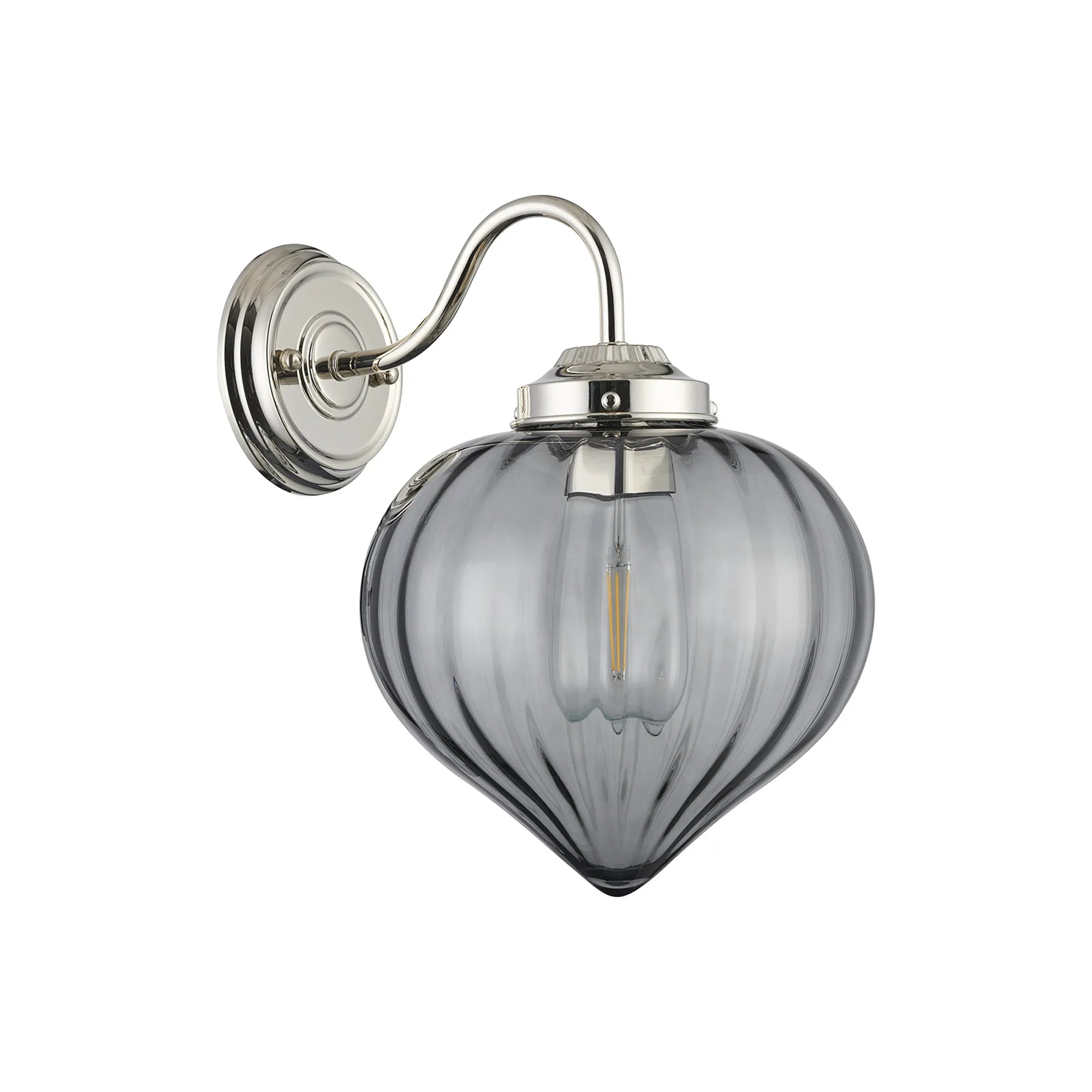 Grove Wall Light with Flower Bud Shade - Polished Nickel & Smoke