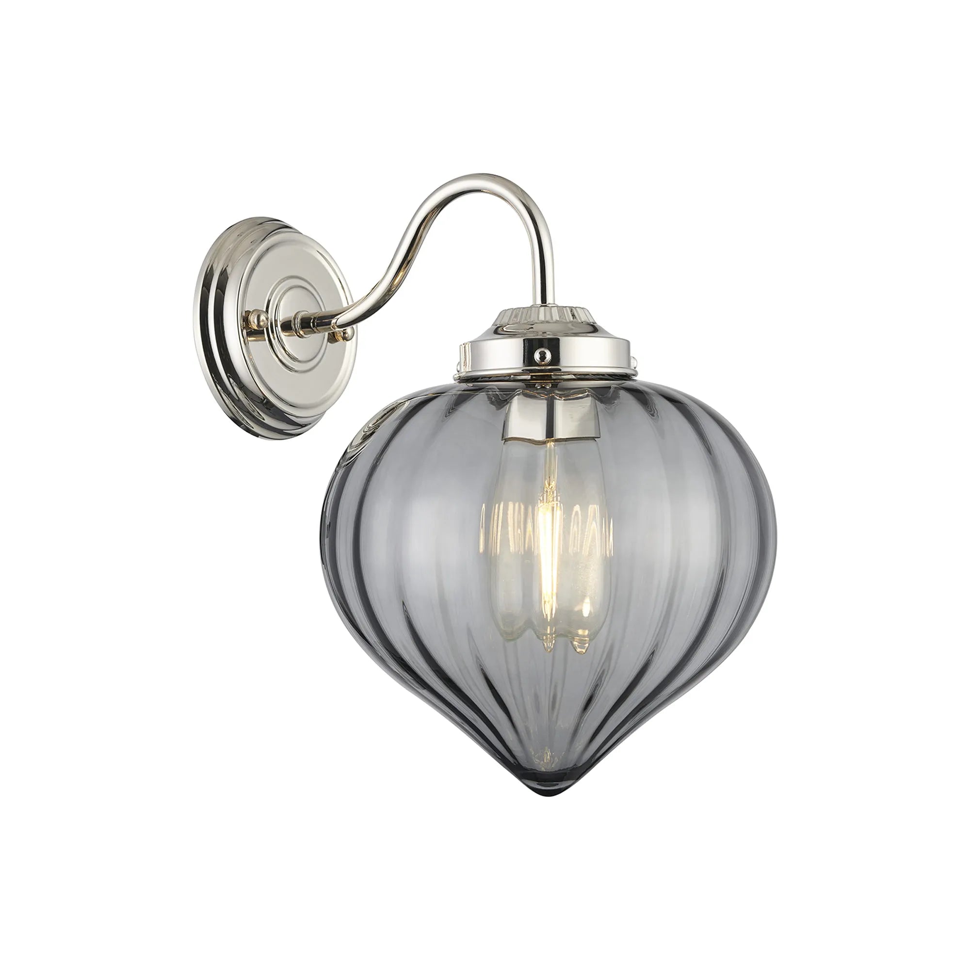 Grove Wall Light with Flower Bud Shade - Polished Nickel & Smoke