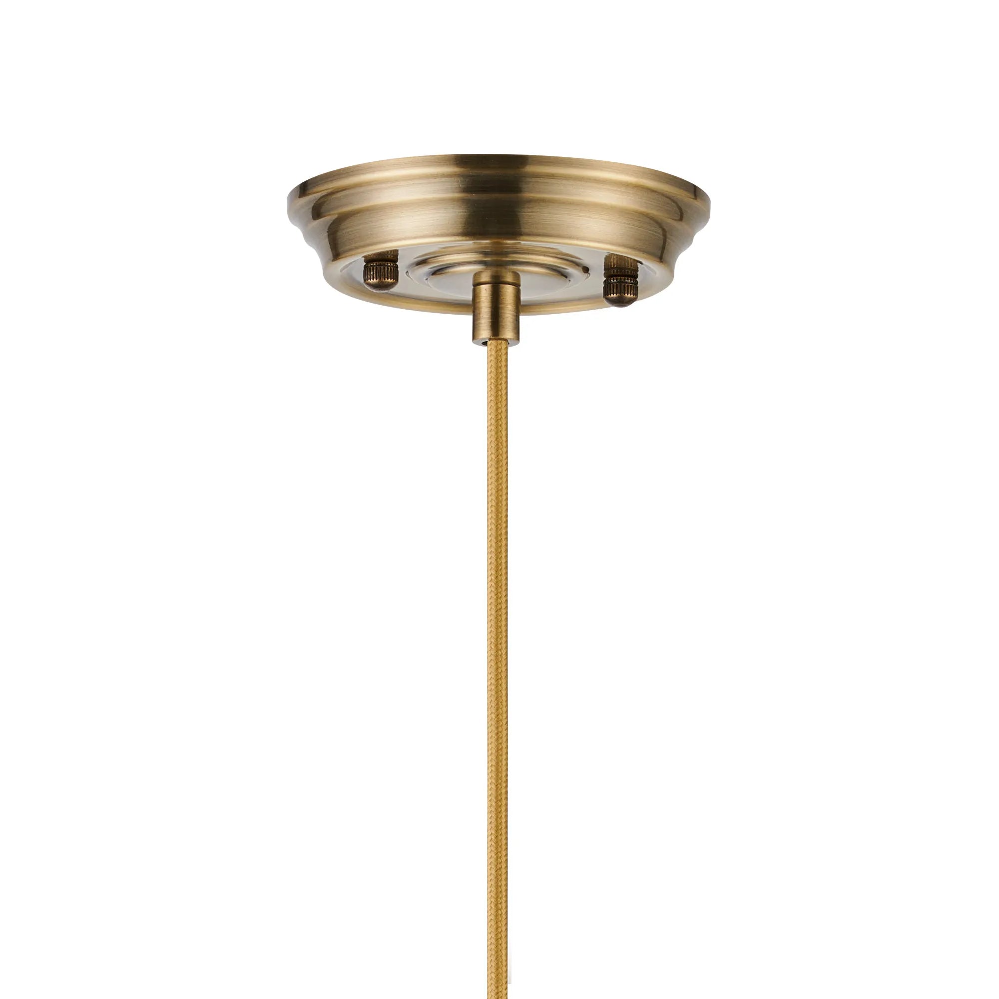 Grove Single Pendant with 20cm Acorn Ribbed Glass -Antique Brass & Golden Brown Braided Braided Cable & Clear