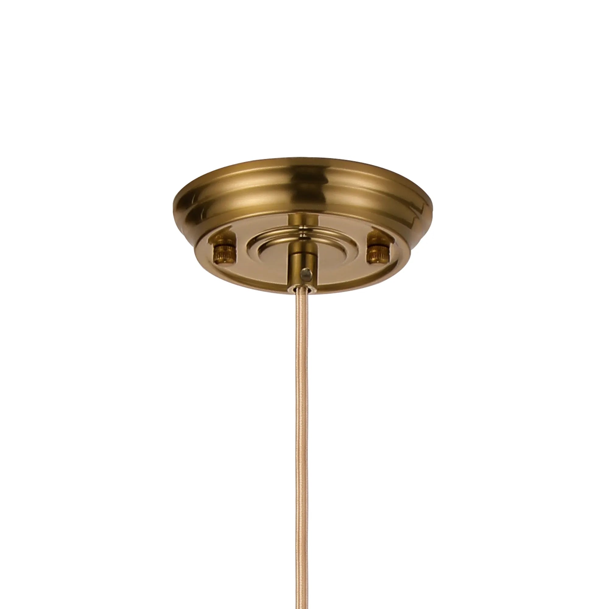 Grove Single Pendant with 20cm Acorn Ribbed Glass -Brass & Pale Gold Braided Cable & Clear