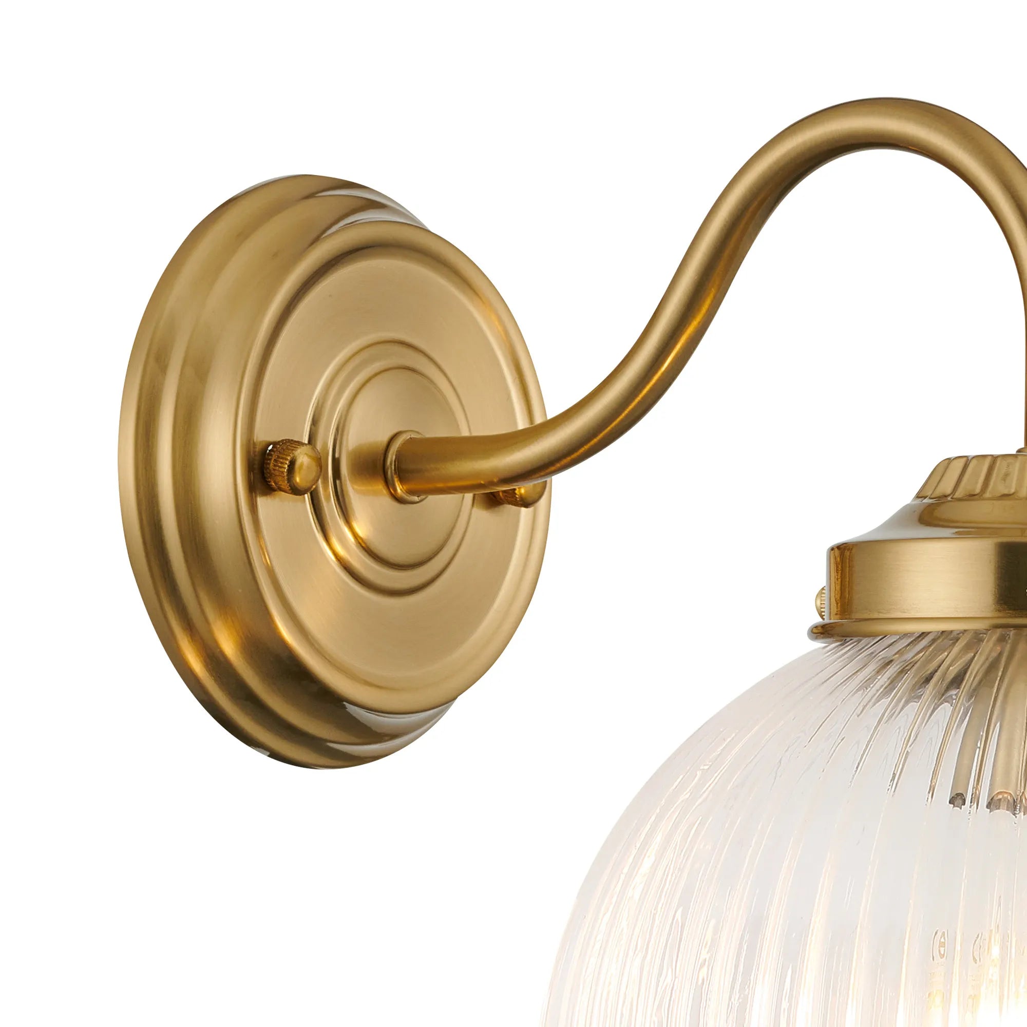 Grove Wall Light with 20cm Acorn Ribbed Glass - Brass & Clear