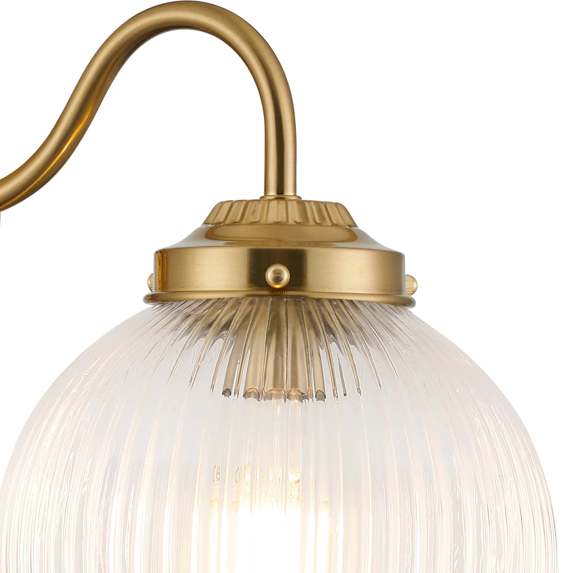 Grove Wall Light with 20cm Acorn Ribbed Glass - Brass & Clear