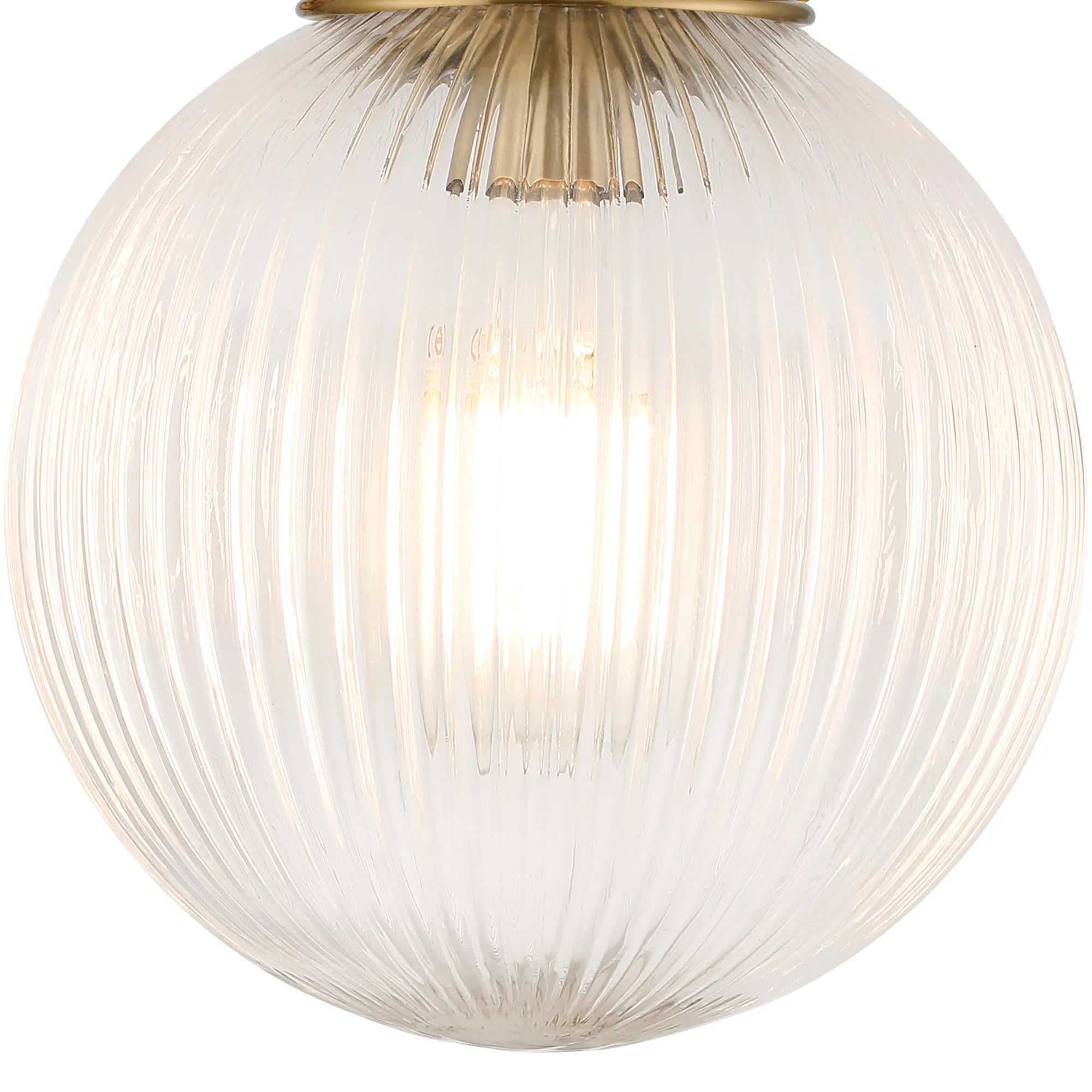 Grove Wall Light with 20cm Acorn Ribbed Glass - Brass & Clear