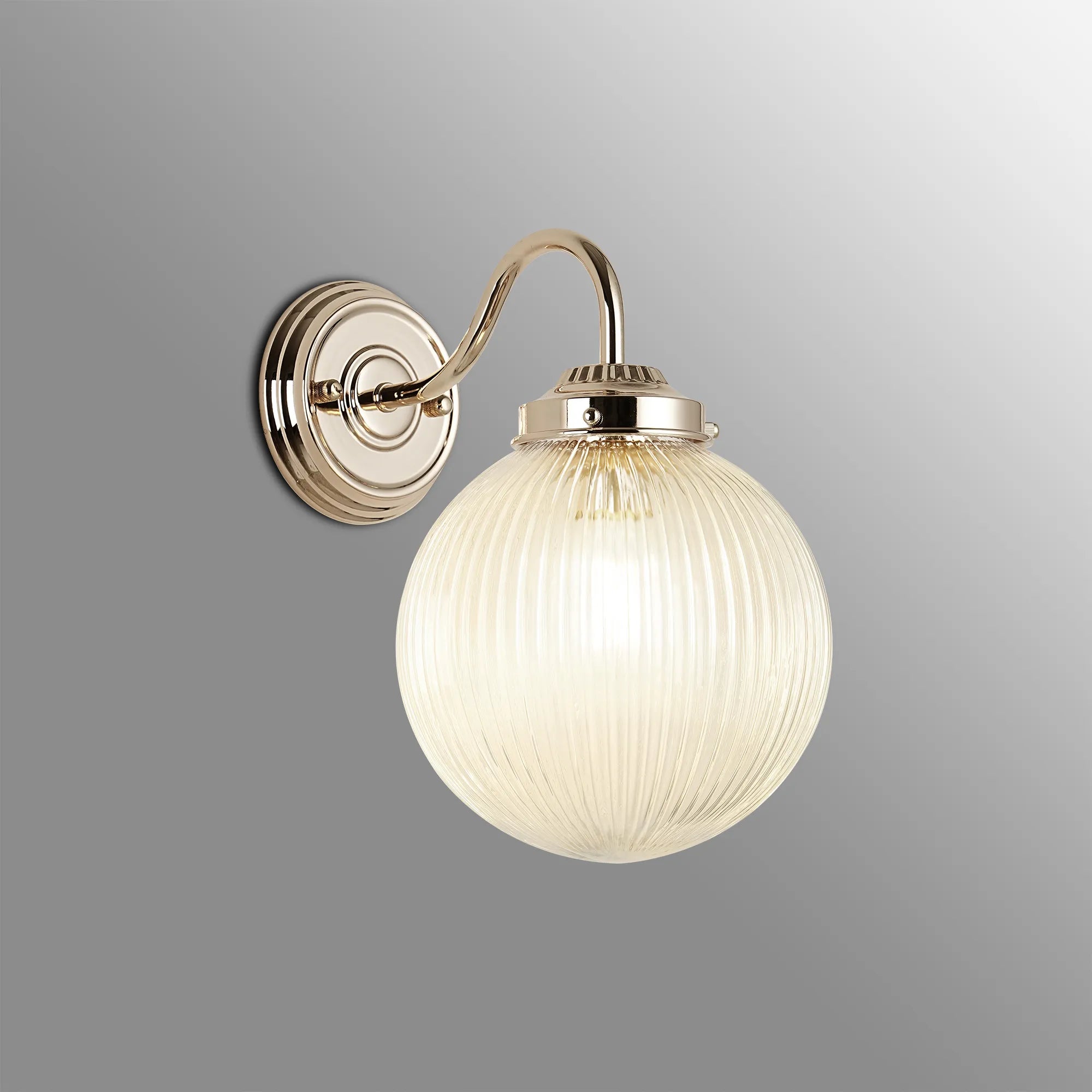 Grove Wall Light with 20cm Acorn Ribbed Glass - French Gold & Clear