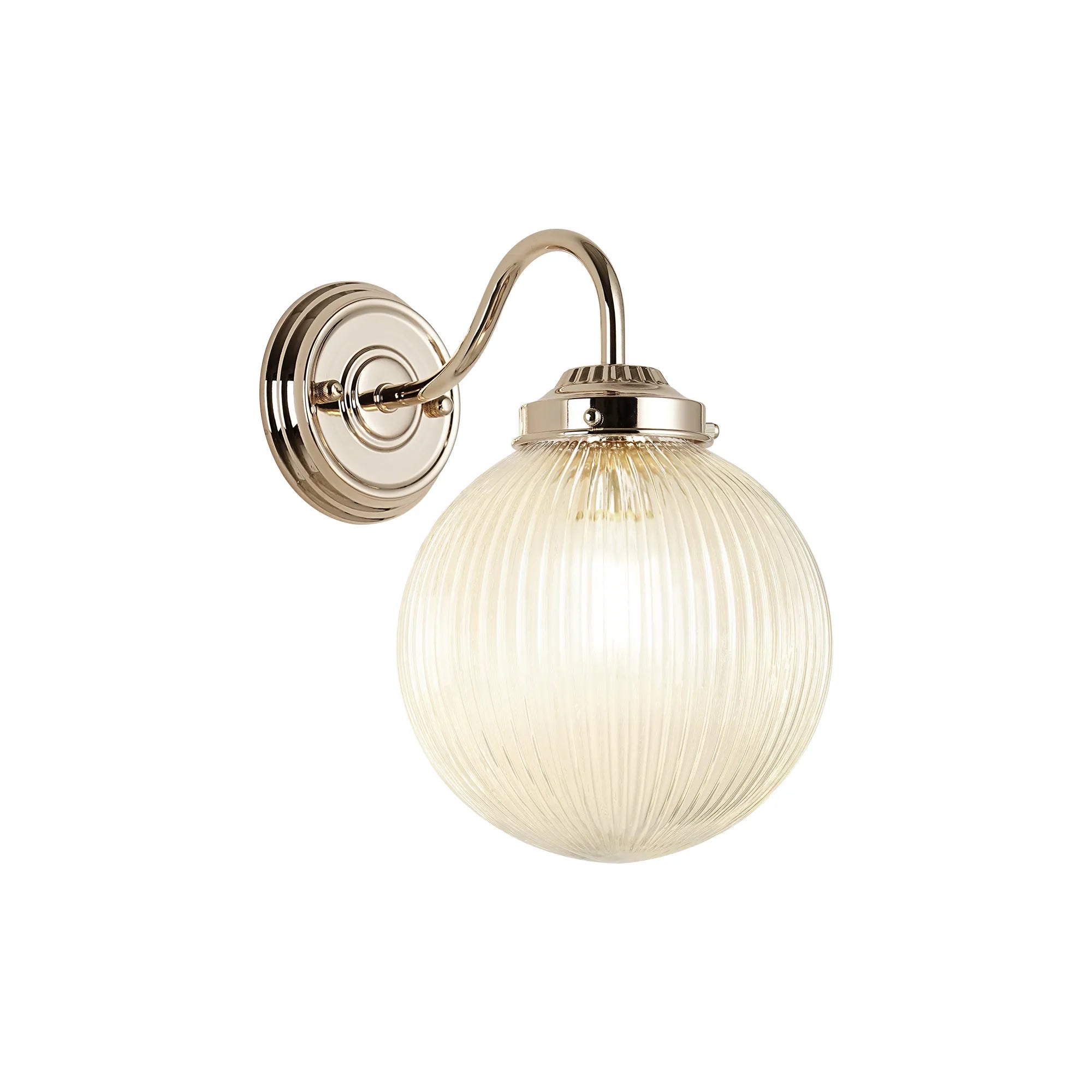 Grove Wall Light with 20cm Acorn Ribbed Glass - French Gold & Clear