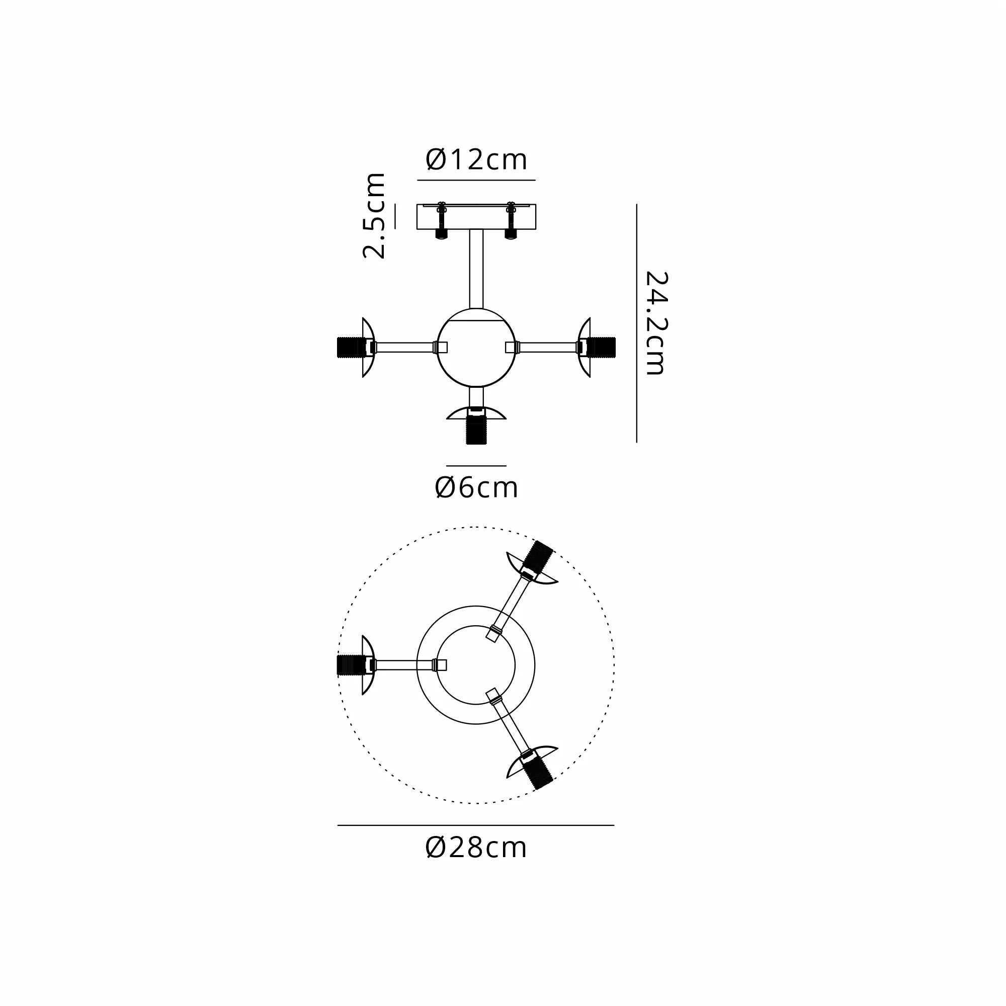 Deacon Semi-Flush Multi Arm Ceiling Light - (Frame Only) 4 Light - Satin Nickel