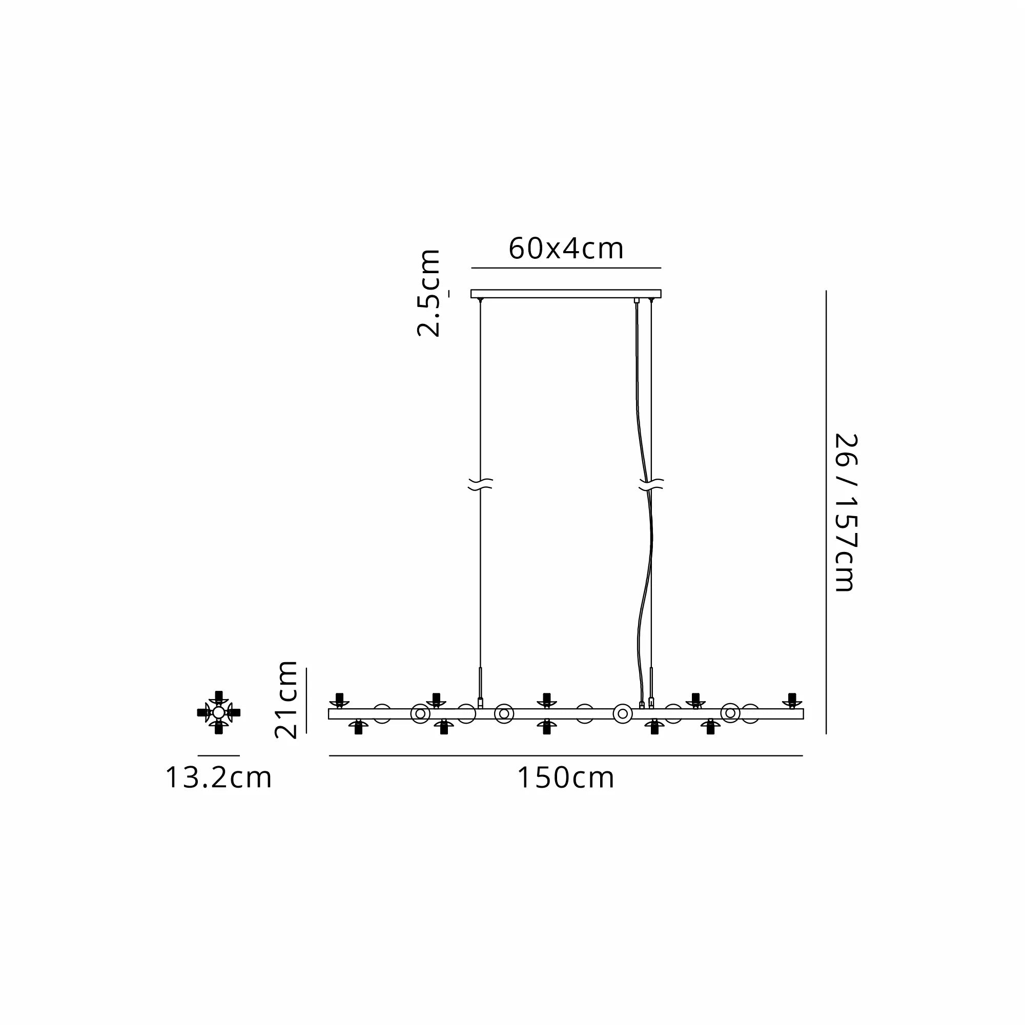 Deacon Linear Pendant (Frame Only) 19 Light - Satin Gold