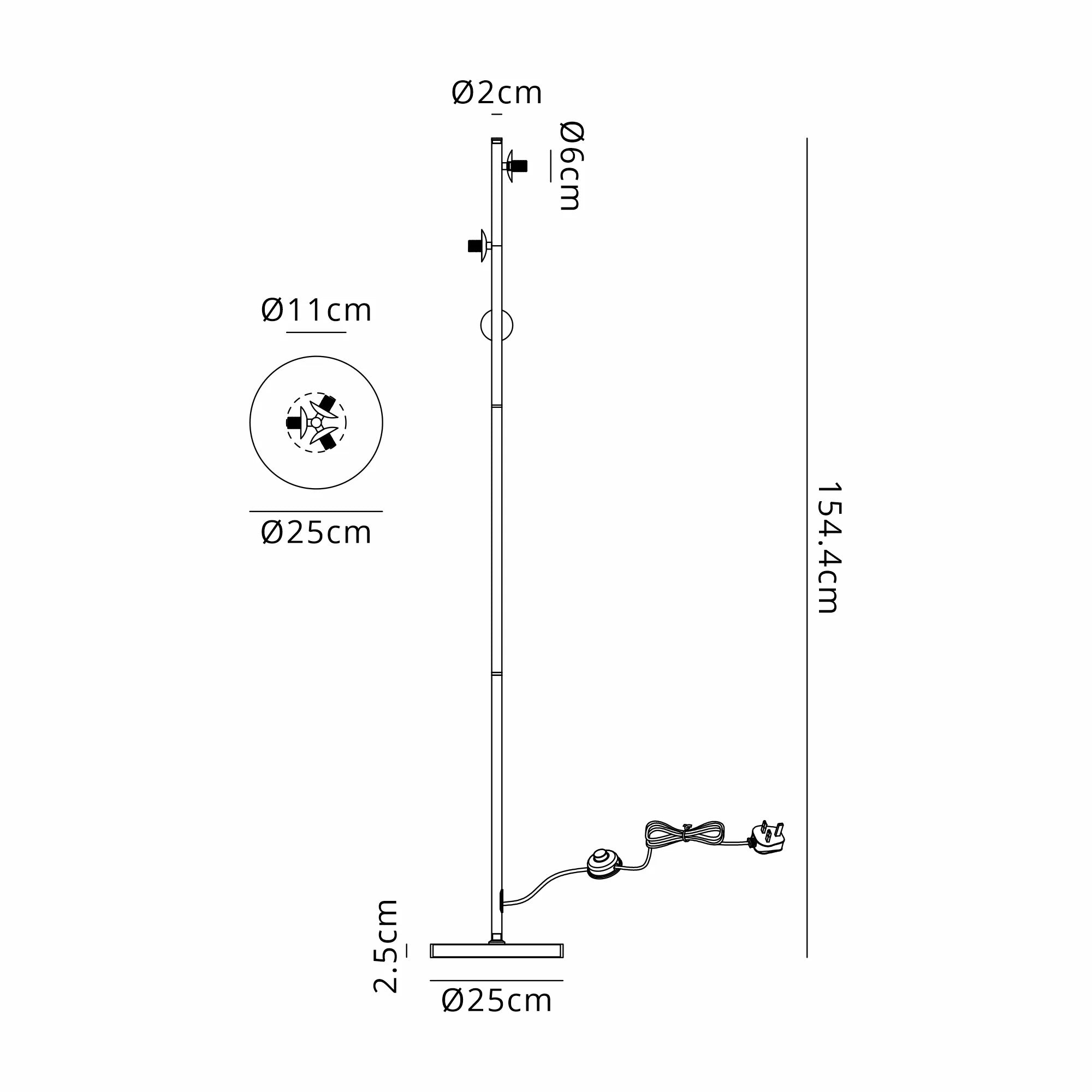 Deacon Floor Lamp Without Shade 3 Light - Satin Gold