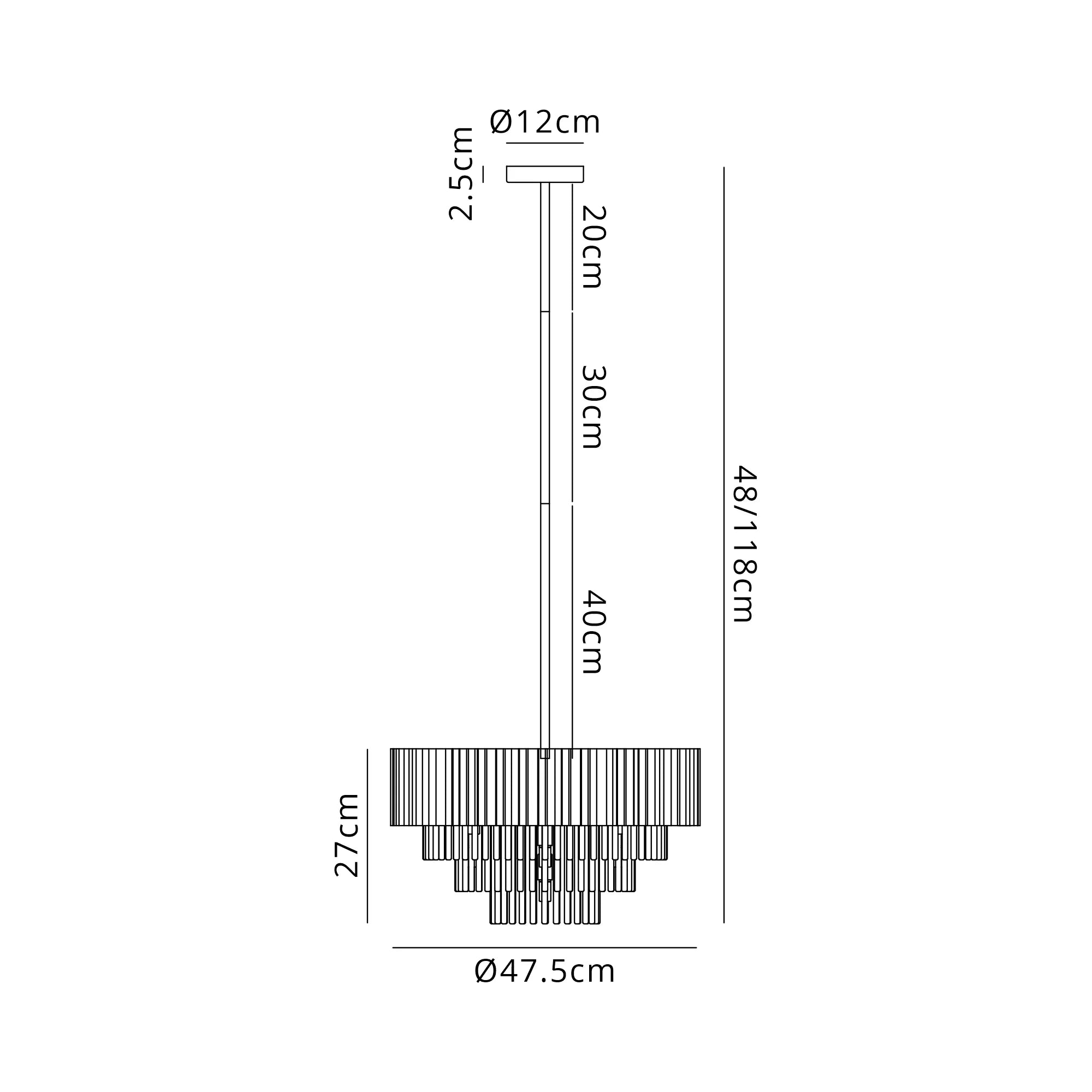 Eastney Fixed Pendant 9 Light -Oxidised Coffee & Polished Chrome & Clear Glass