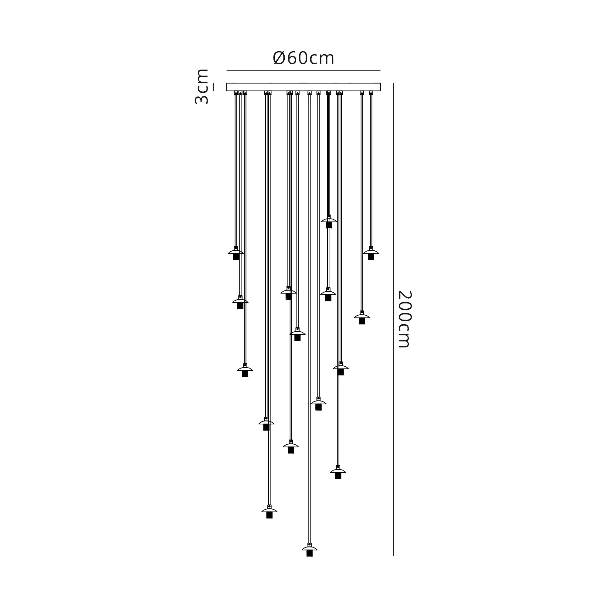 Deacon Pendant (Frame Only) 16 Light - Satin Black