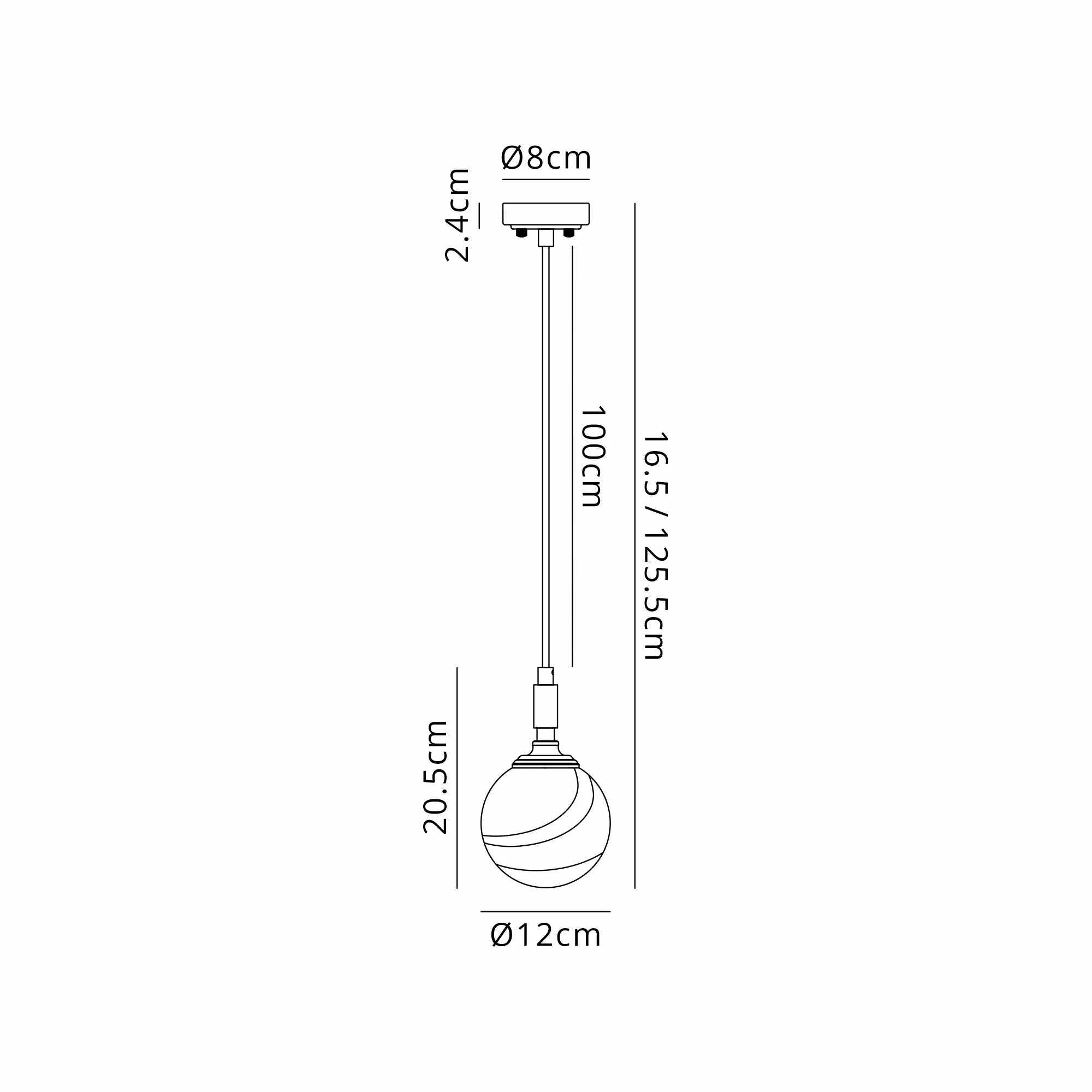 Dene Pendant 1 Light - IP44 Polished Nickel & Grey & White Round Marble Effect Glass