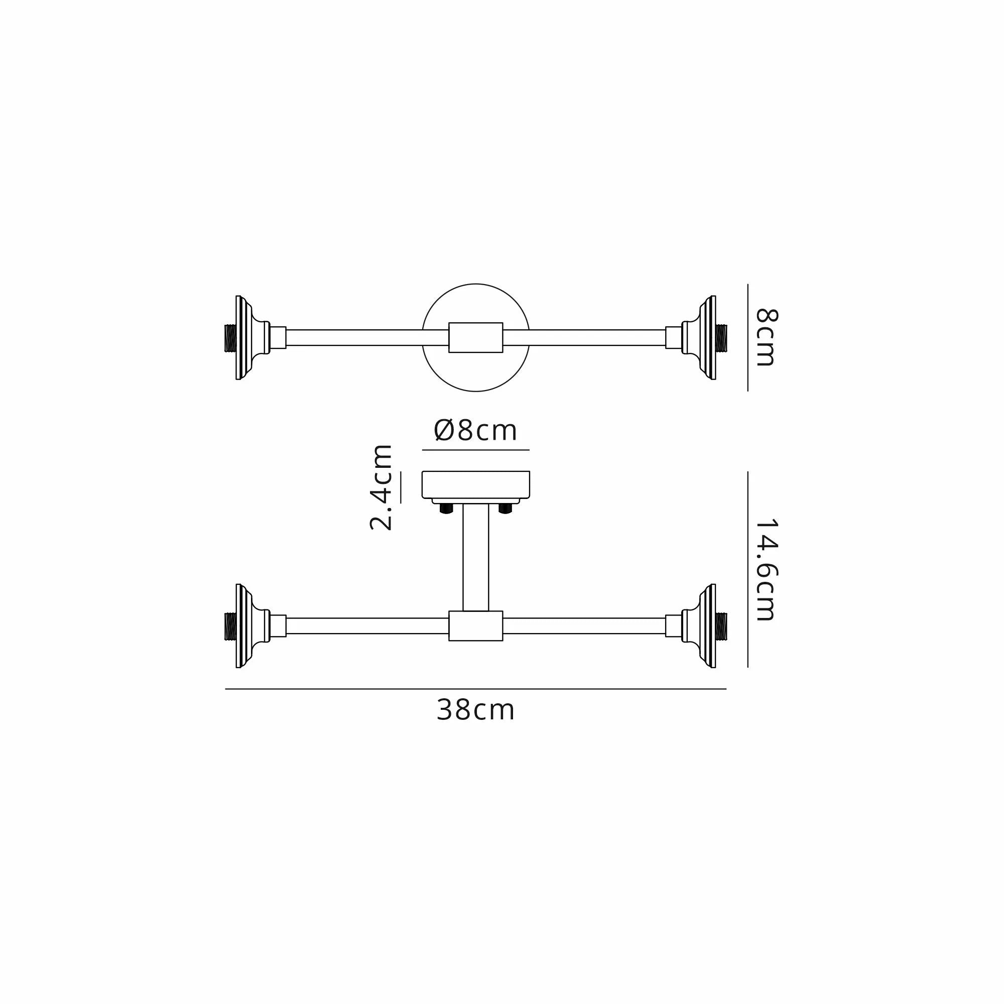 Dene Ceiling & Wall Light - Linear Frame 2 Light - IP44 Nickel