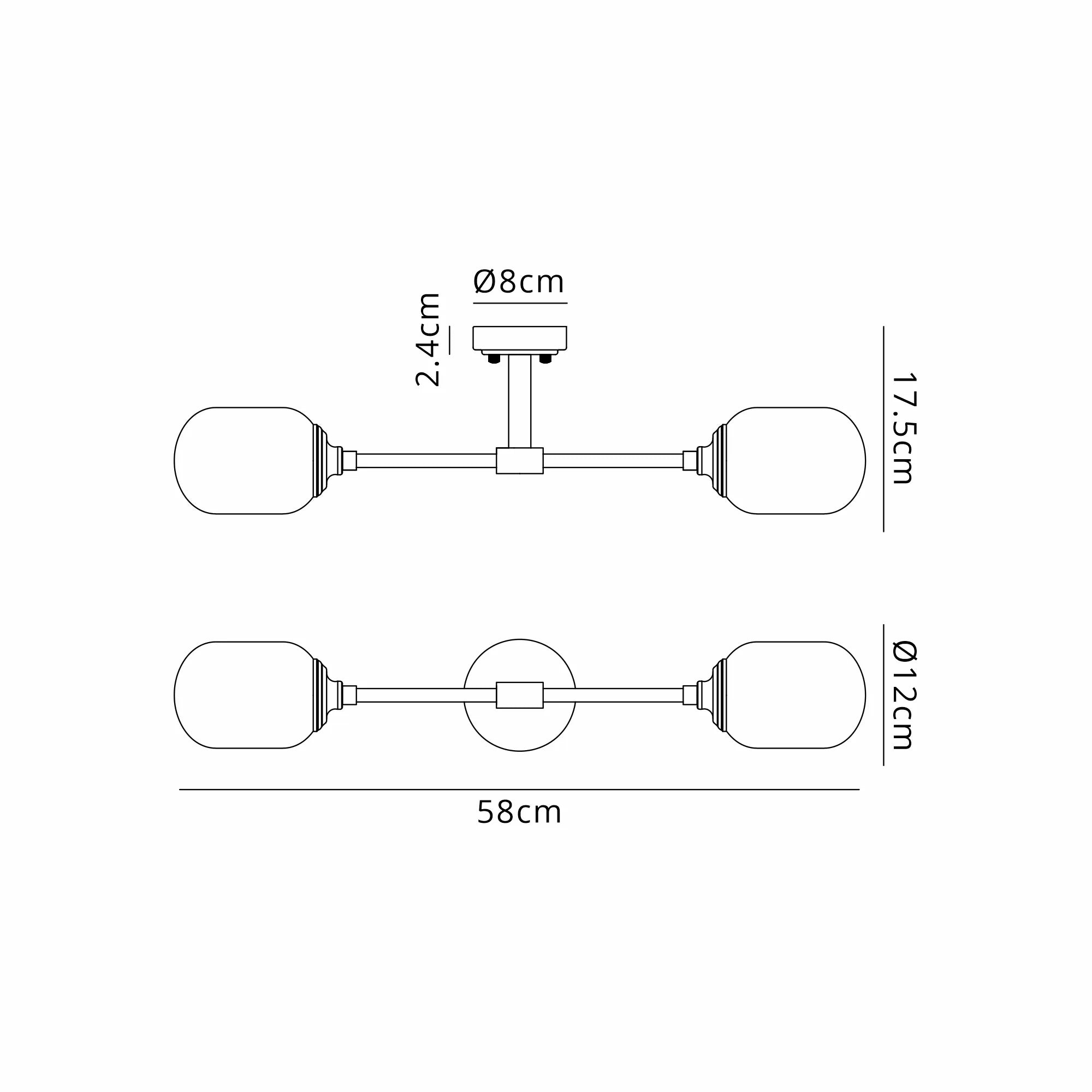 Dene Ceiling & Wall Light - Linear 2 Light - IP44 Nickel & Glass Smooth Tubular Glass