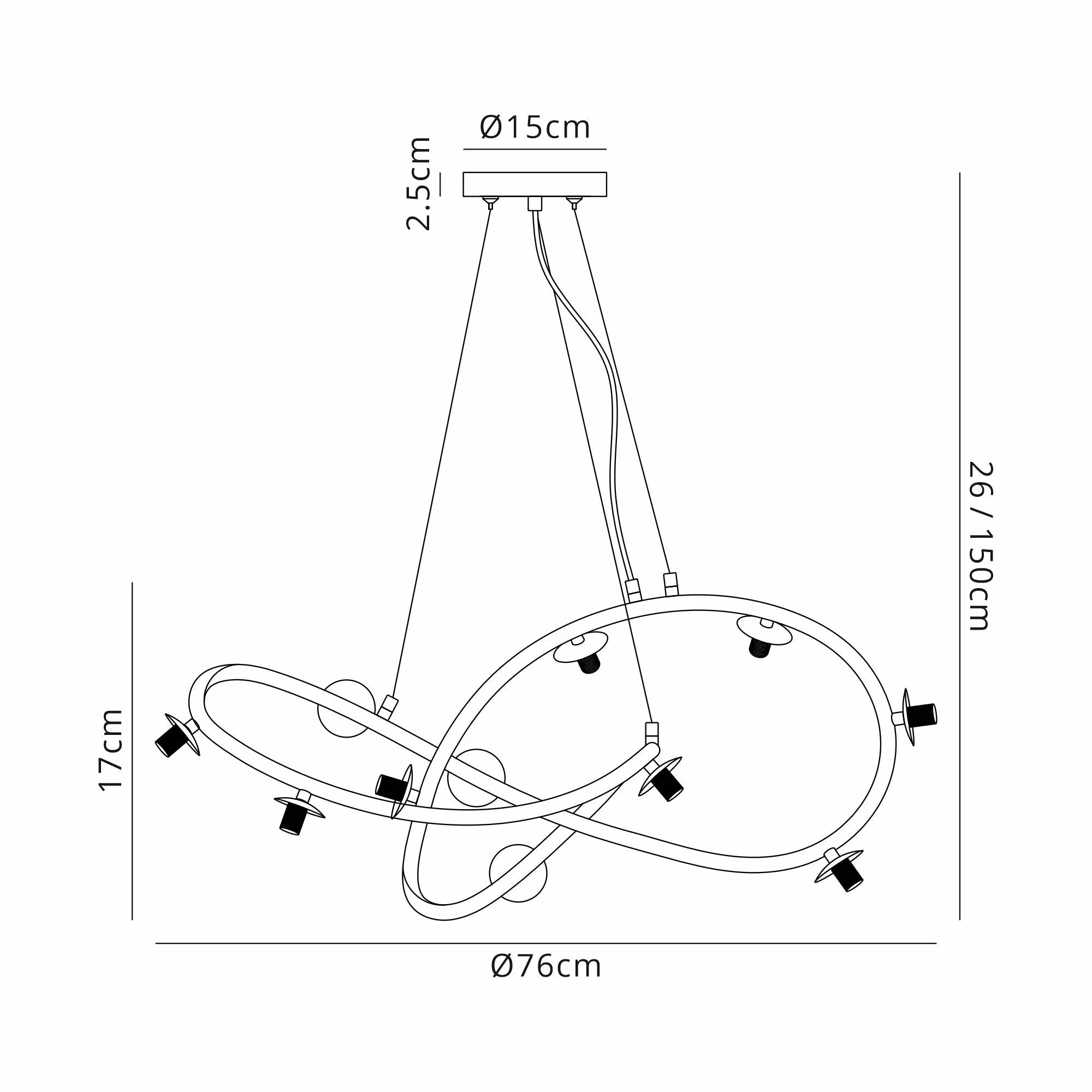 Deacon Twisted Pendant (Frame Only) 12 Light - Satin Nickel