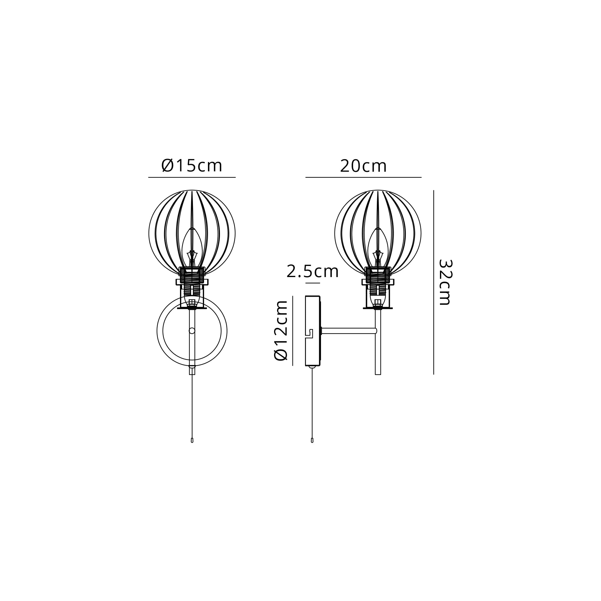 Sycamore Switched Wall Light with 15cm Round Segment Glass Shade - Satin Nickel, Clear & Satin Black