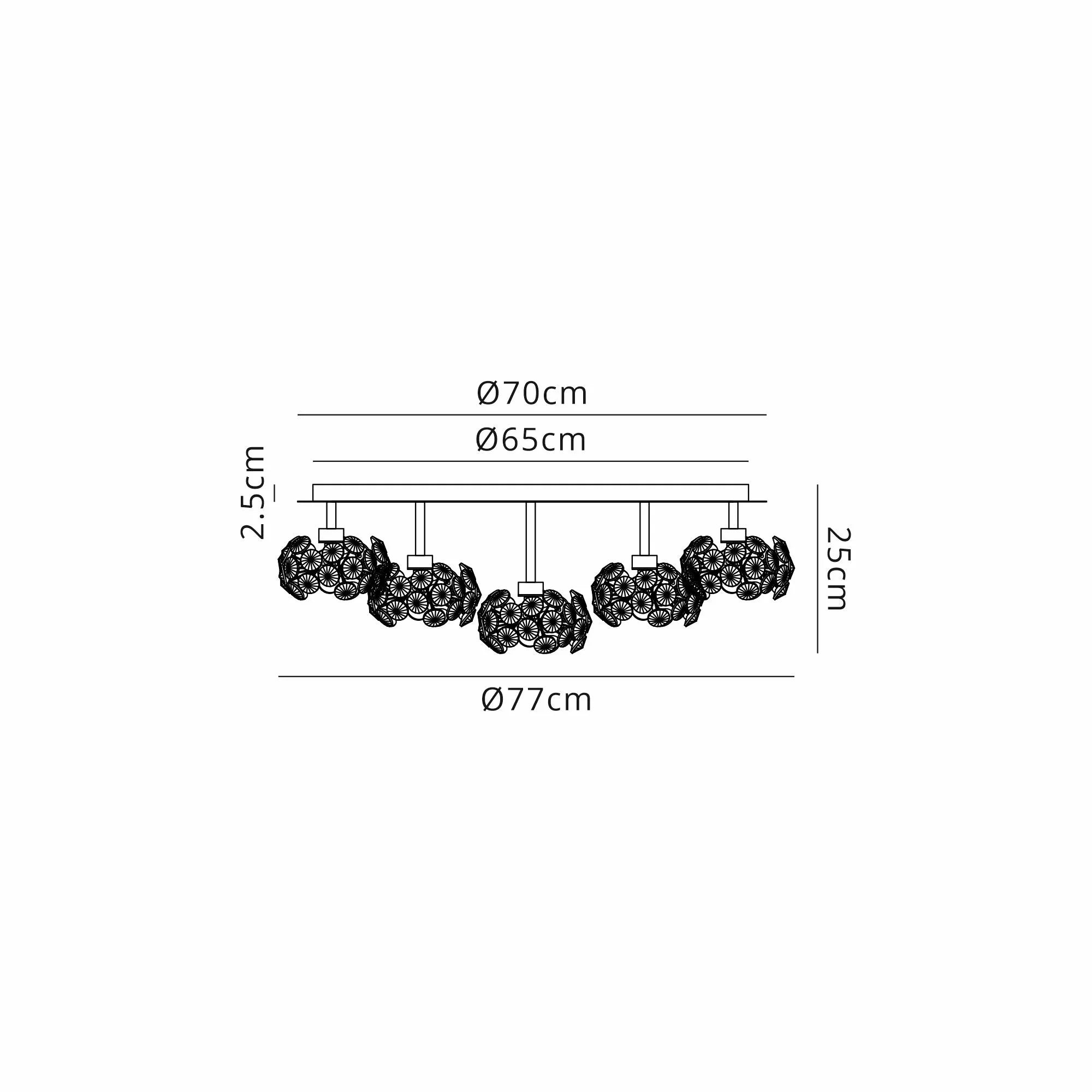 Grosvenor French Gold Round 9 Light - Flush Fitting - French Gold & Clear Crystal Shade