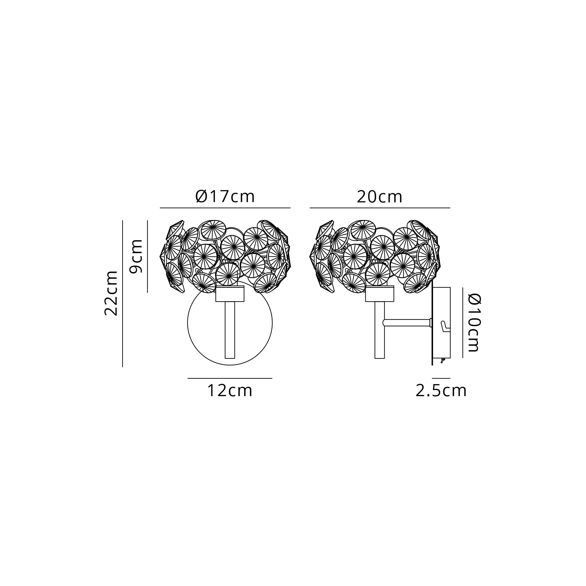 Grosvenor Single Switched Wall Lamp - Satin Black & Crystal Shade