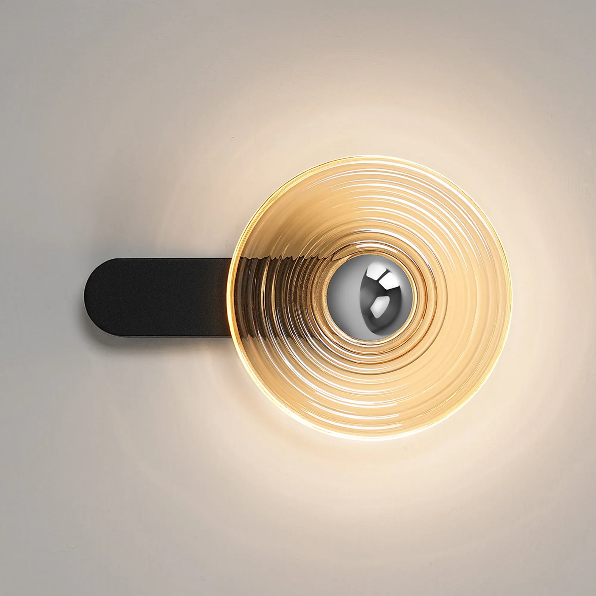 Milton Wall Lamp - Satin Black & Amber & Chrome