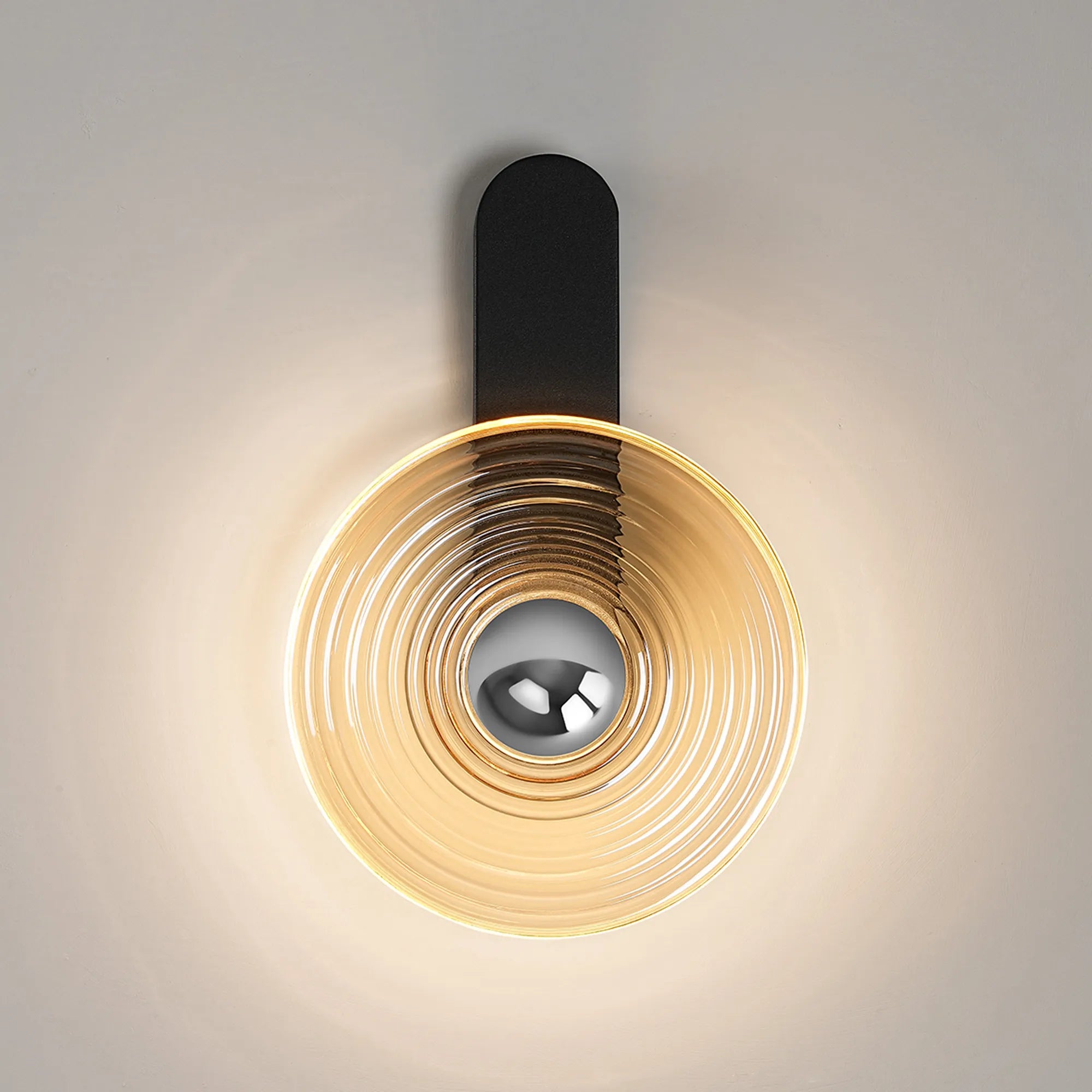 Milton Wall Lamp - Satin Black & Amber & Chrome