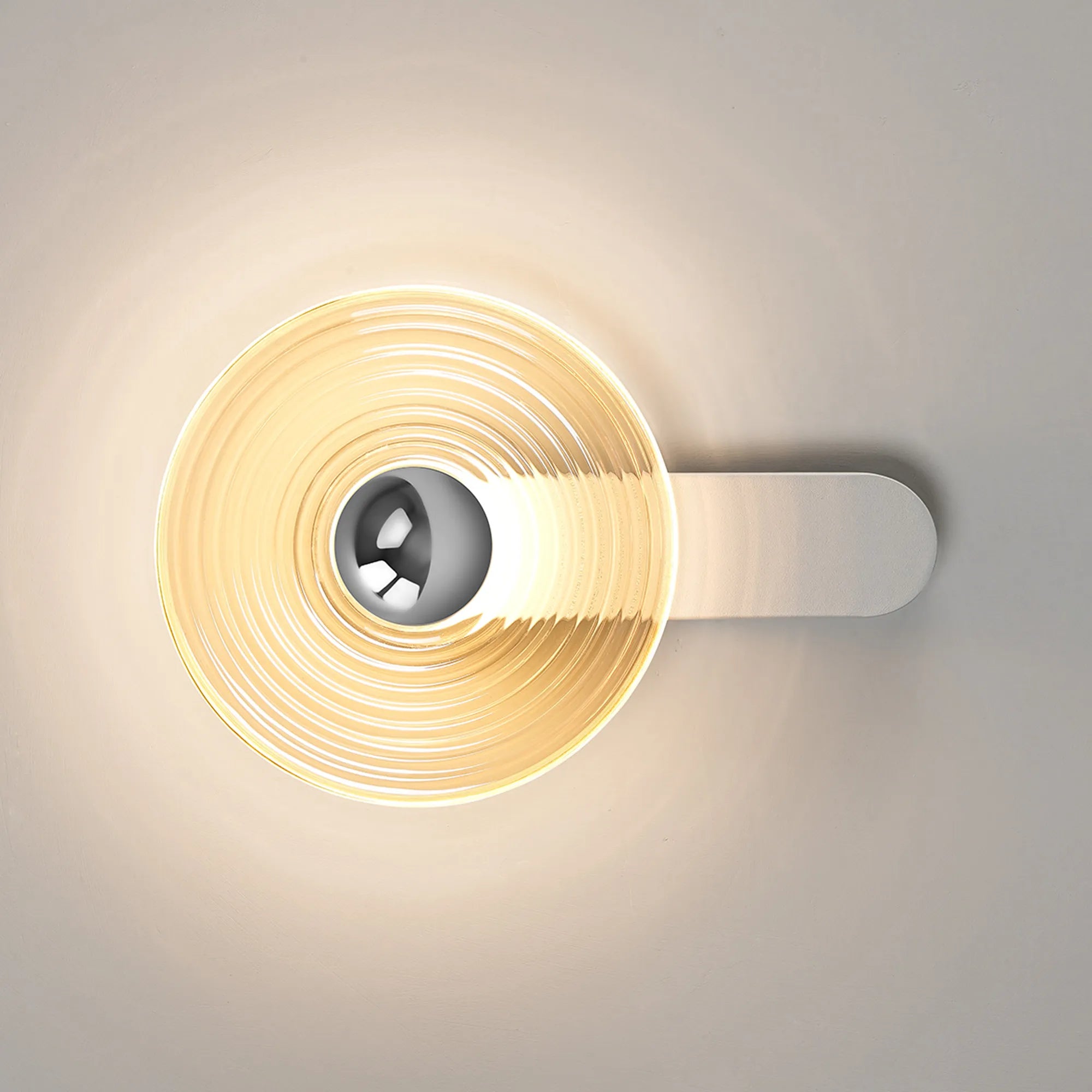 Milton Wall Lamp - Satin White & Amber & Chrome