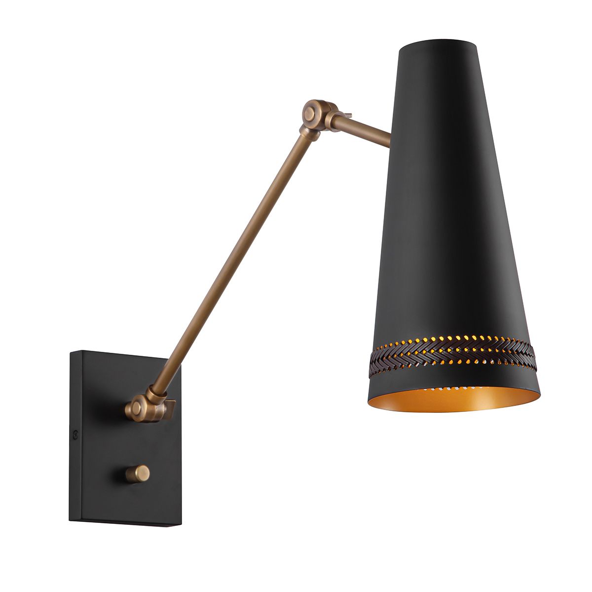 Quintiesse Brickell 1 Light Adjustable Wall Light - Matte Black