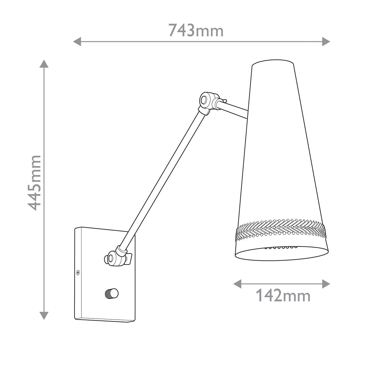 Quintiesse Brickell 1 Light Adjustable Wall Light - Matte Black