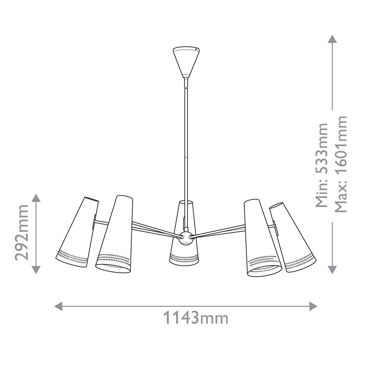 Quintiesse Brickell 5 Light Chandelier - Matte Black