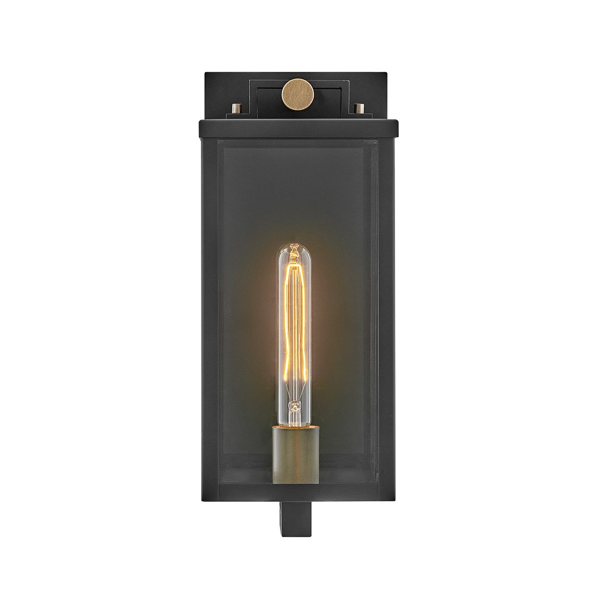 Quintiesse Catalina 1 Light Medium Wall Lantern - Black with Burnished Bronze accents