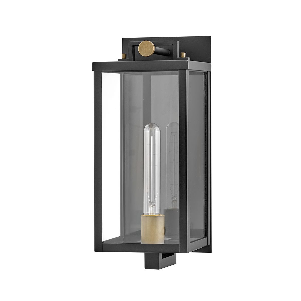 Quintiesse Catalina 1 Light Medium Wall Lantern - Black with Burnished Bronze accents