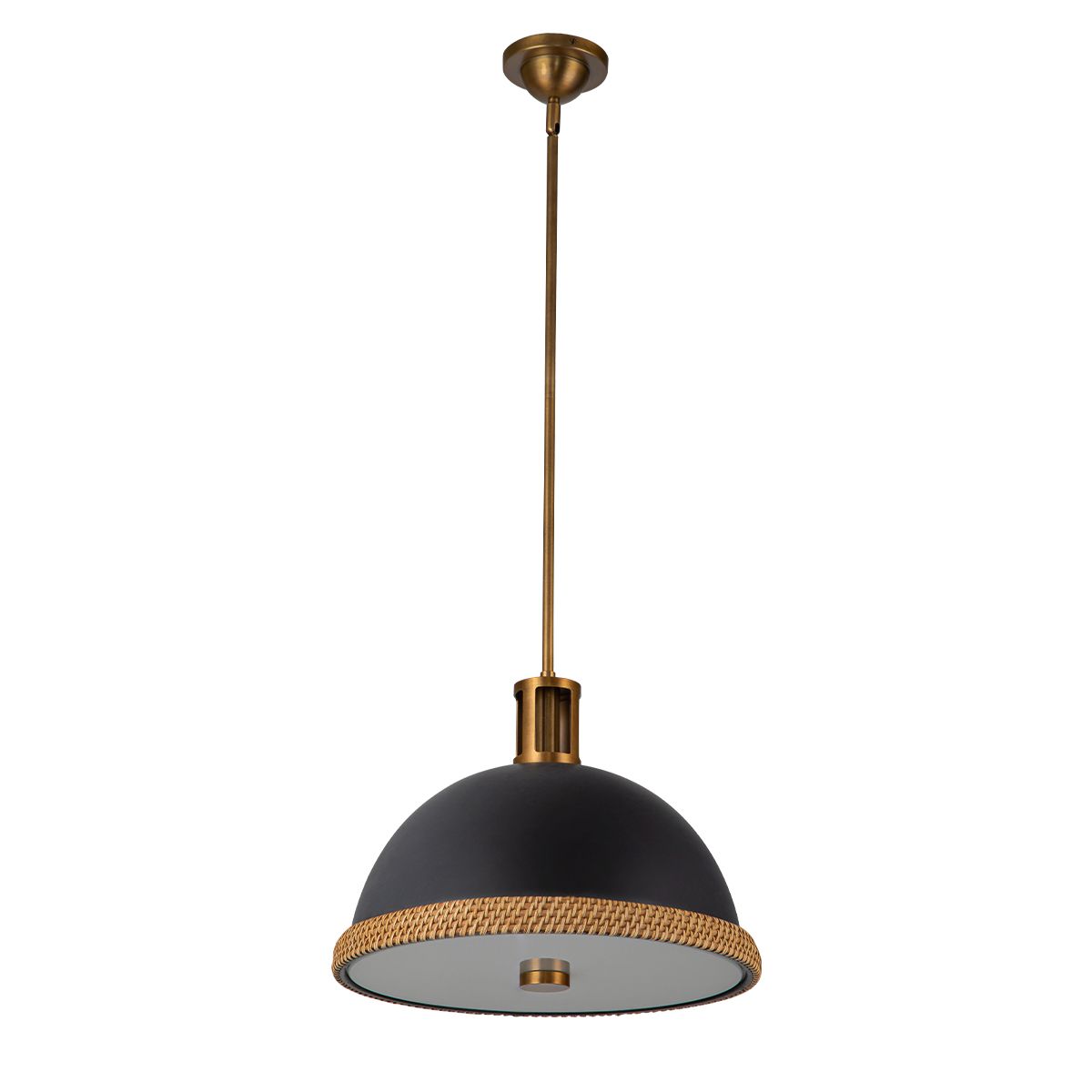 Quintiesse Doral 2 Light Pendant - Matte Black & Vintage Brass