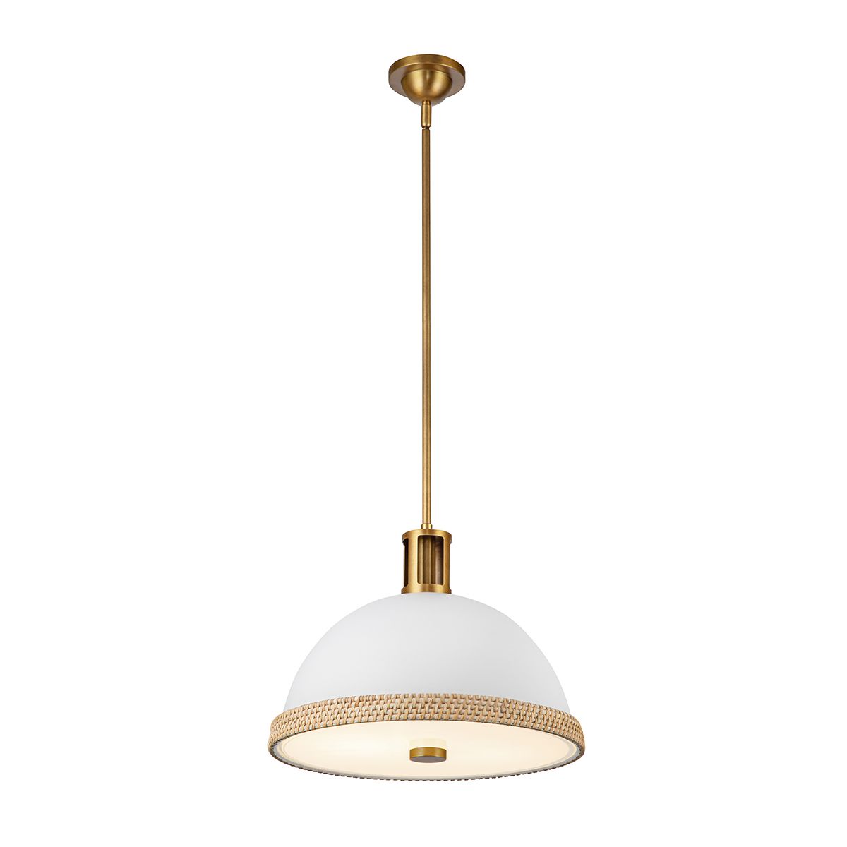 Quintiesse Doral 2 Light Pendant - Matte White & Vintage Brass