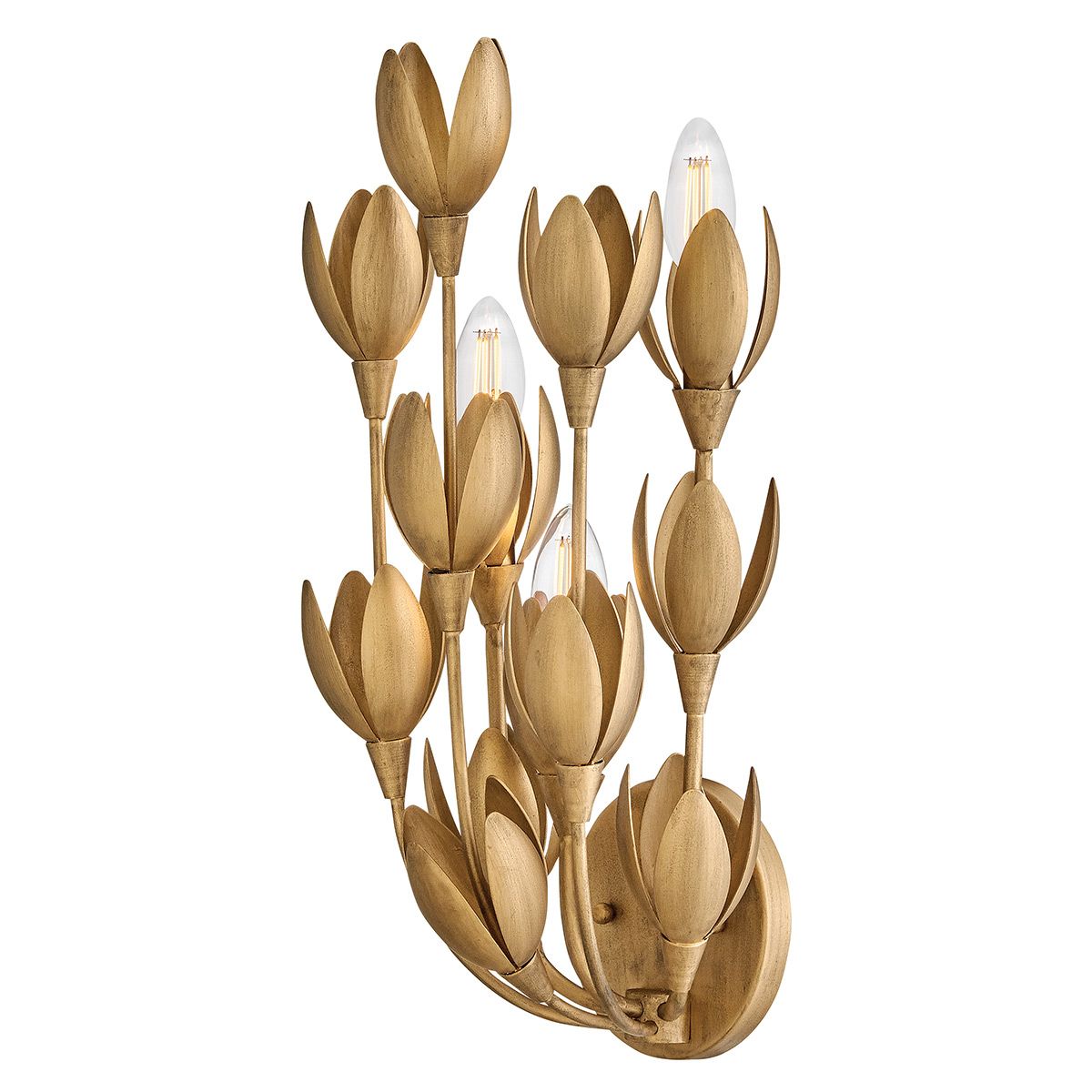 Quintiesse Flora 3 Light Wall Light - Burnished Gold