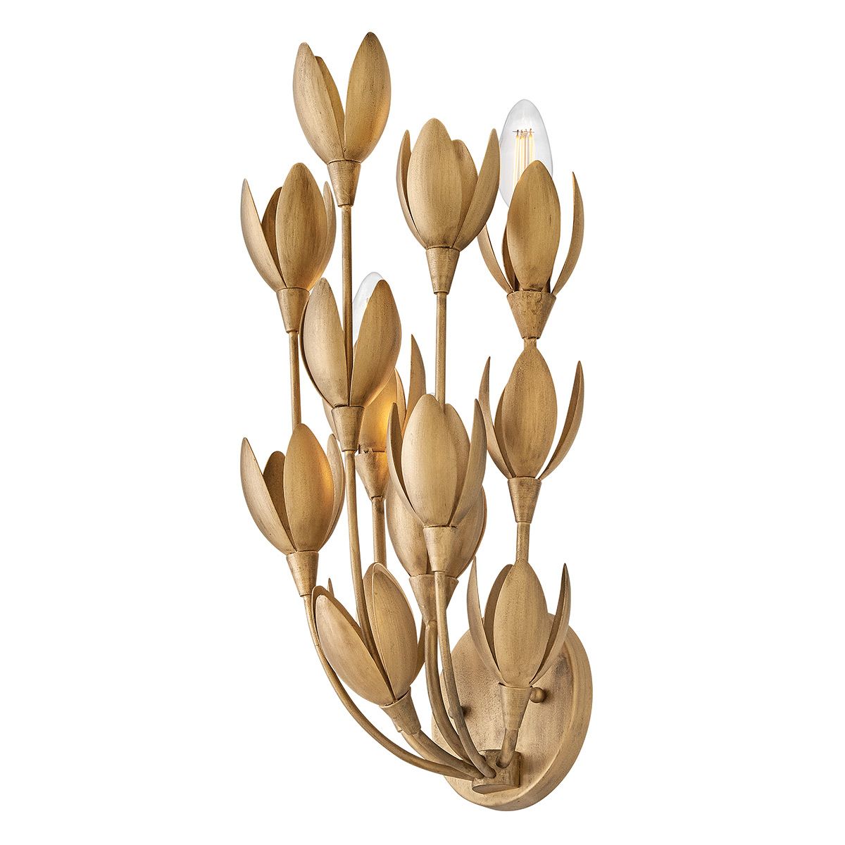 Quintiesse Flora 3 Light Wall Light - Burnished Gold