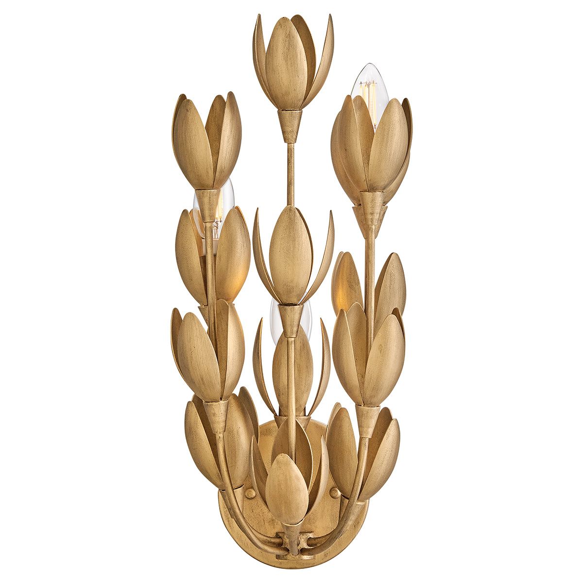 Quintiesse Flora 3 Light Wall Light - Burnished Gold