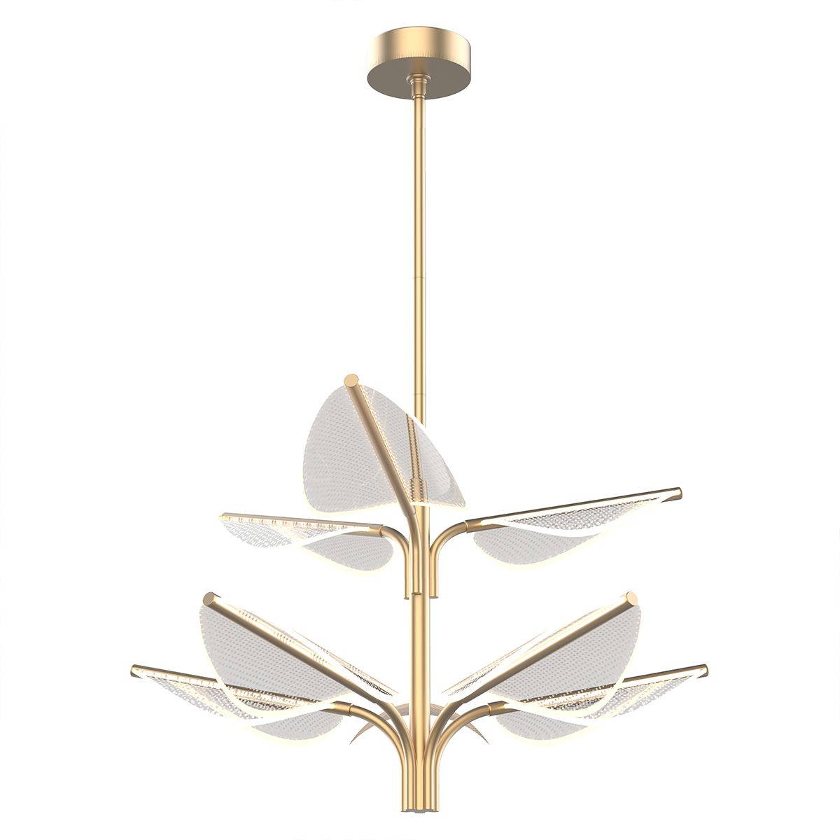 Quintiesse Floriana 8 Leaf LED Chandelier Large - Natural Brass
