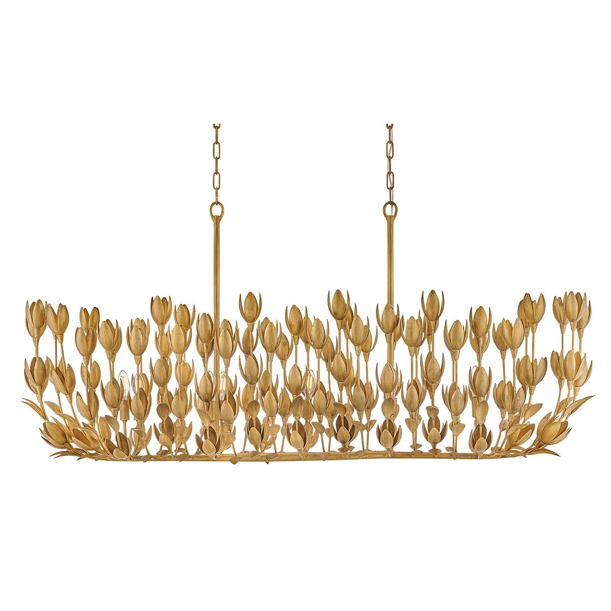 Quintiesse Flora0 10 Light Linear Chandelier - Burnished Gold