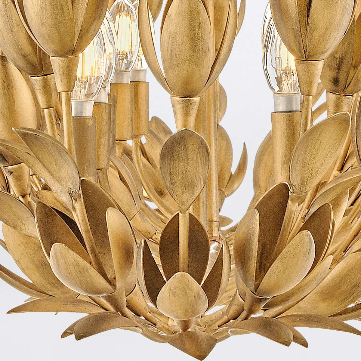 Quintiesse Flora0 10 Light Linear Chandelier - Burnished Gold