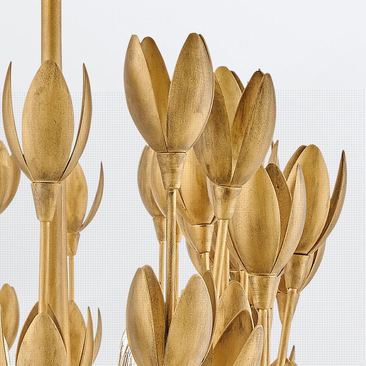 Quintiesse Flora0 10 Light Linear Chandelier - Burnished Gold