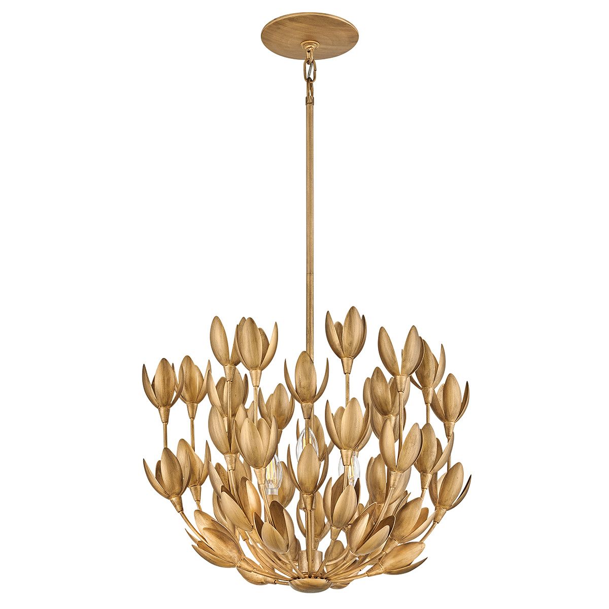 Quintiesse Flora 3 Light Duo-Mount Pendant - Burnished Gold