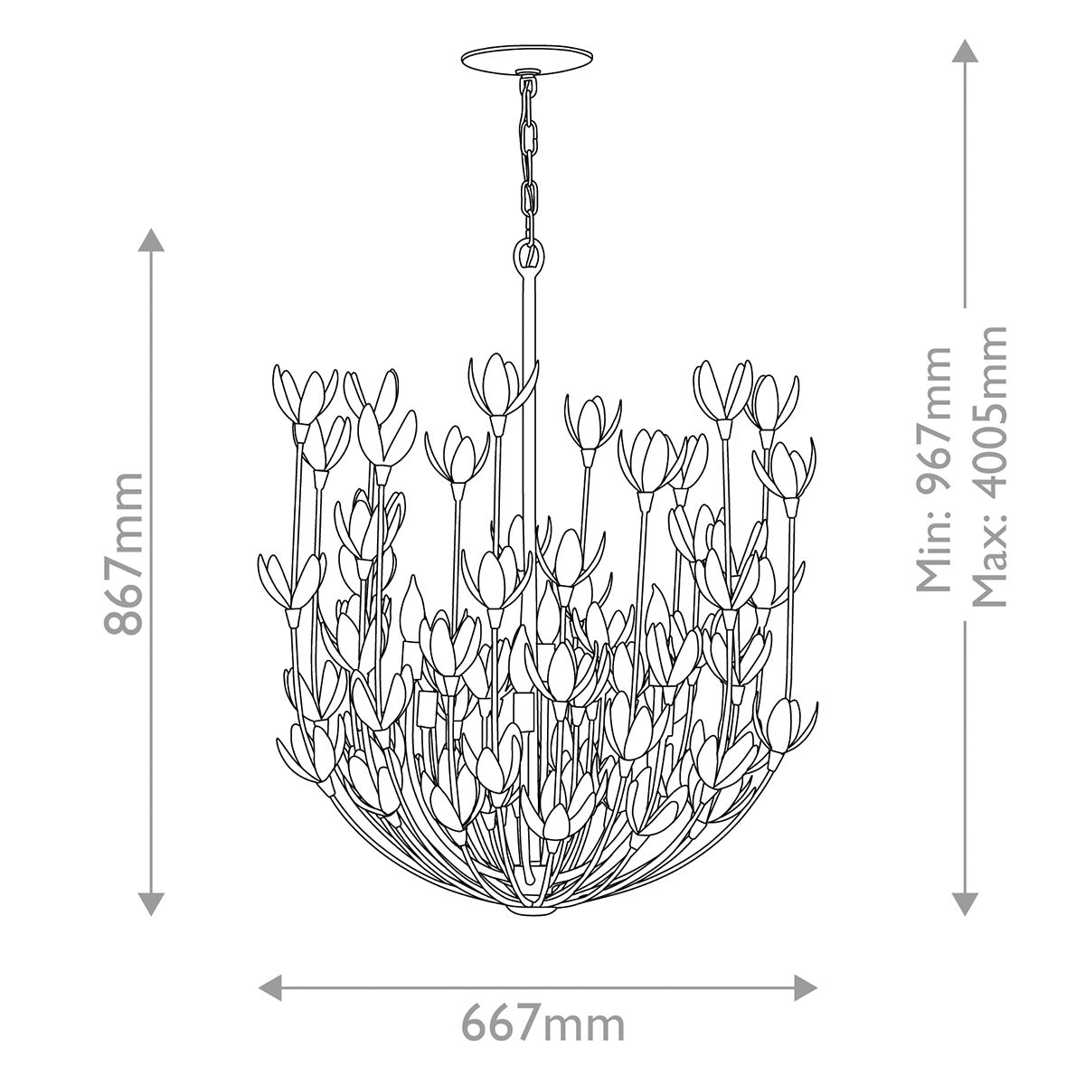 Quintiesse Flora 6 Light Chandelier - Burnished Gold