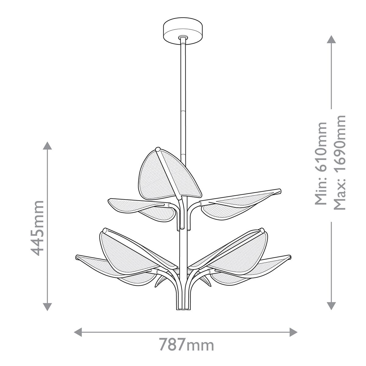 Quintiesse Floriana 8 Leaf LED Chandelier Large - Natural Brass