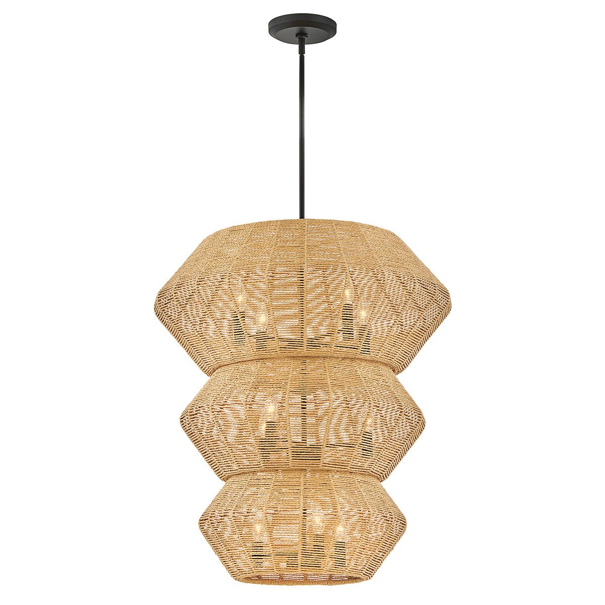 Quintiesse Luca 10 Light Multi Tier Chandelier - Black & Camel