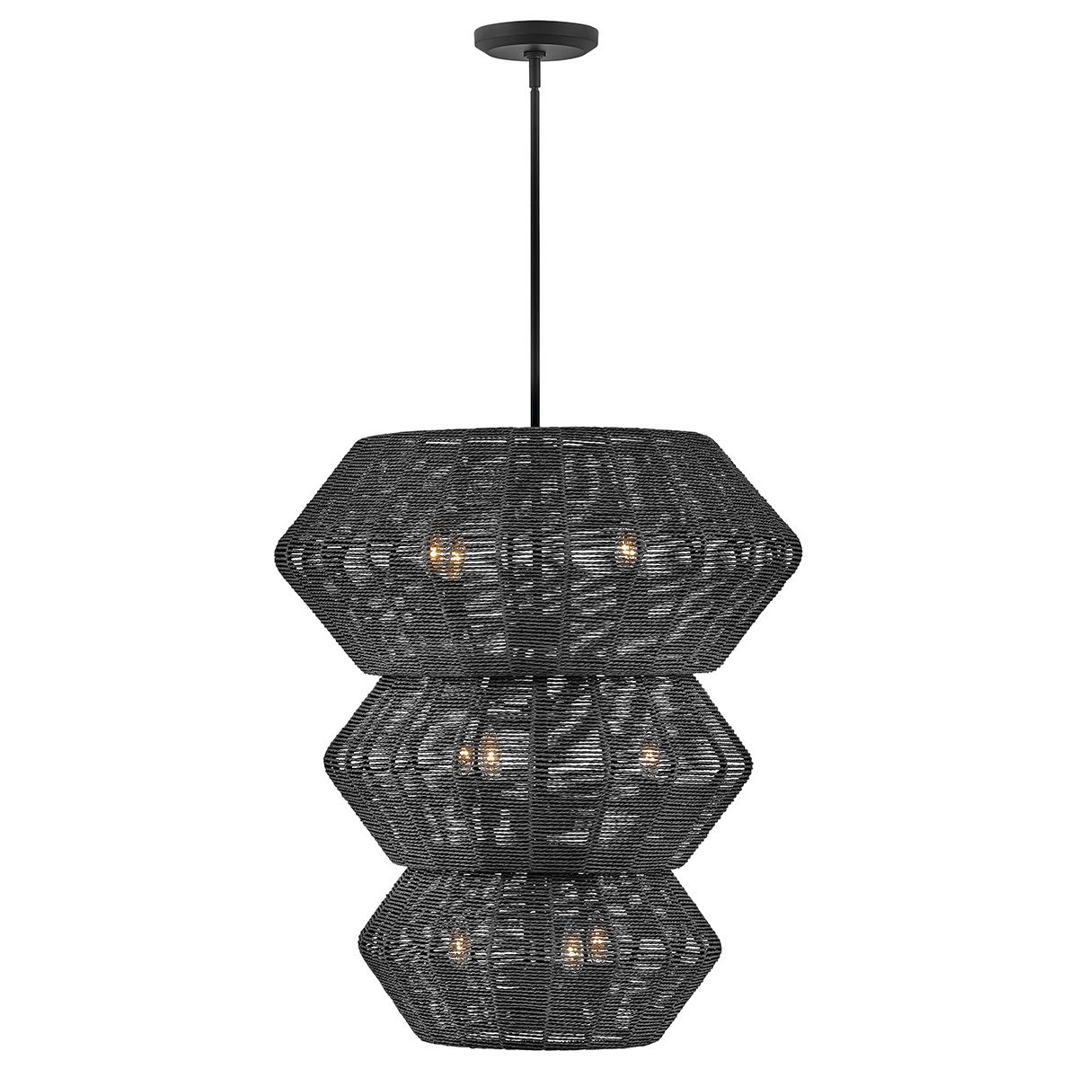 Quintiesse Luca 10 Light Multi Tier Chandelier - Black