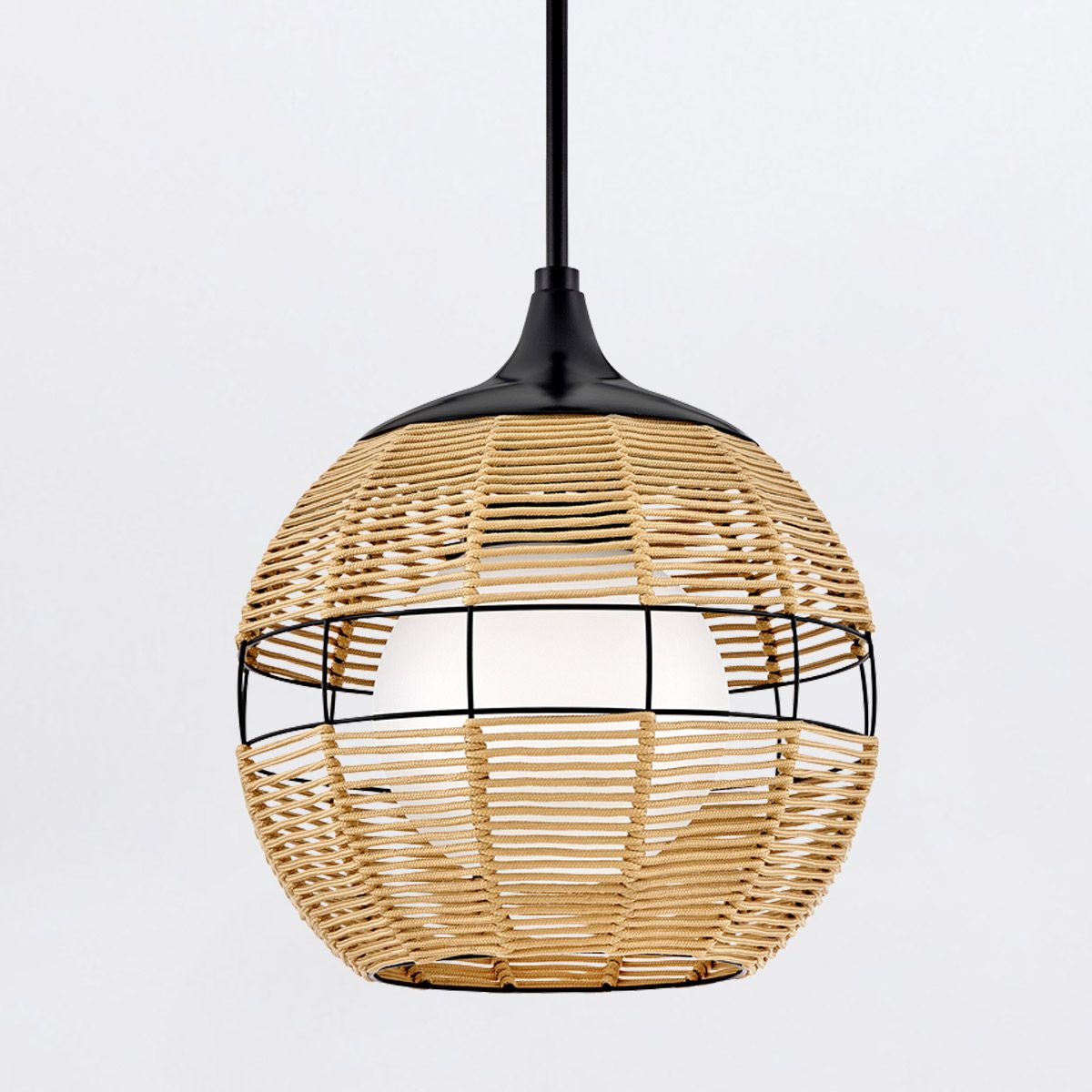 Quintiesse Maddox 1 Light Small Outdoor Pendant - Black & Camel